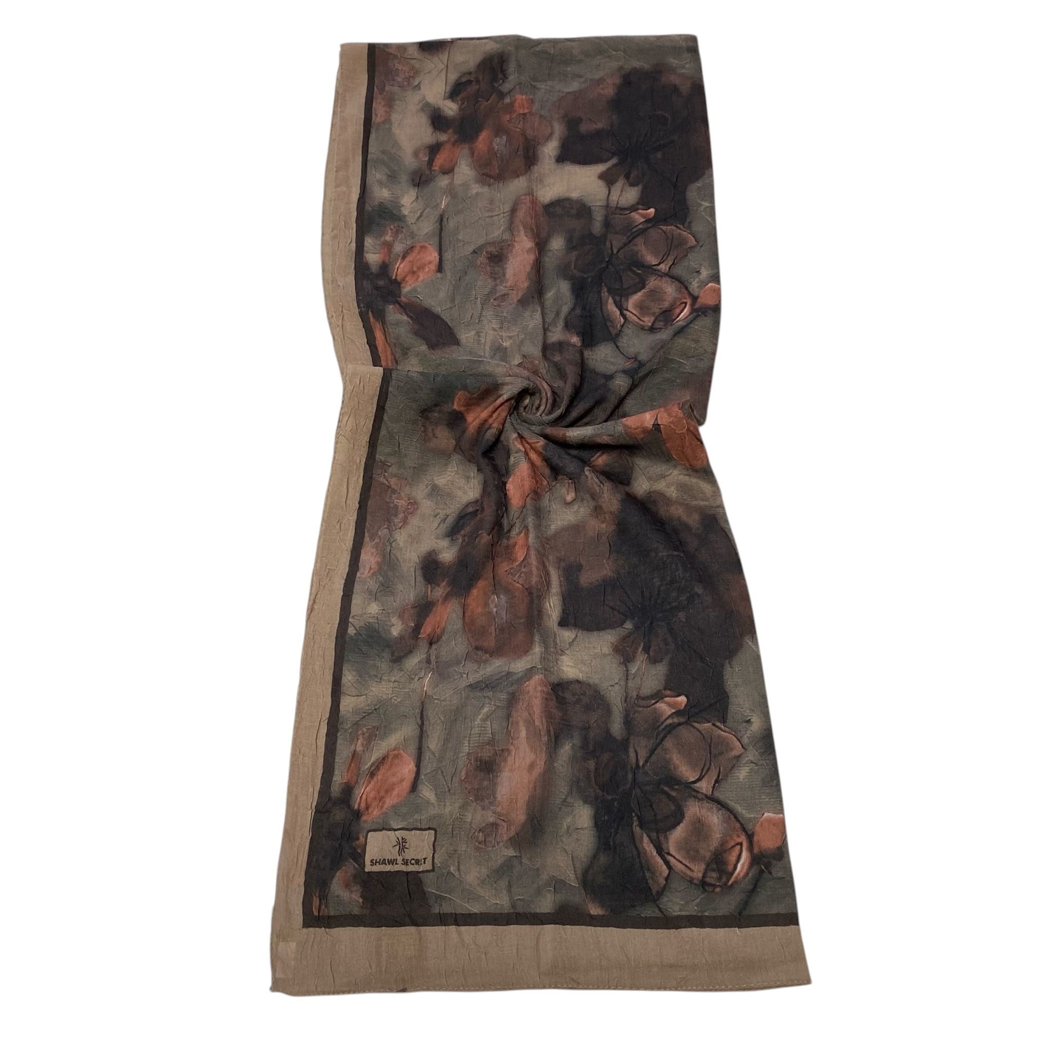 Shawl Secret Dijital Bambu Kraş Şal Vizon 54211