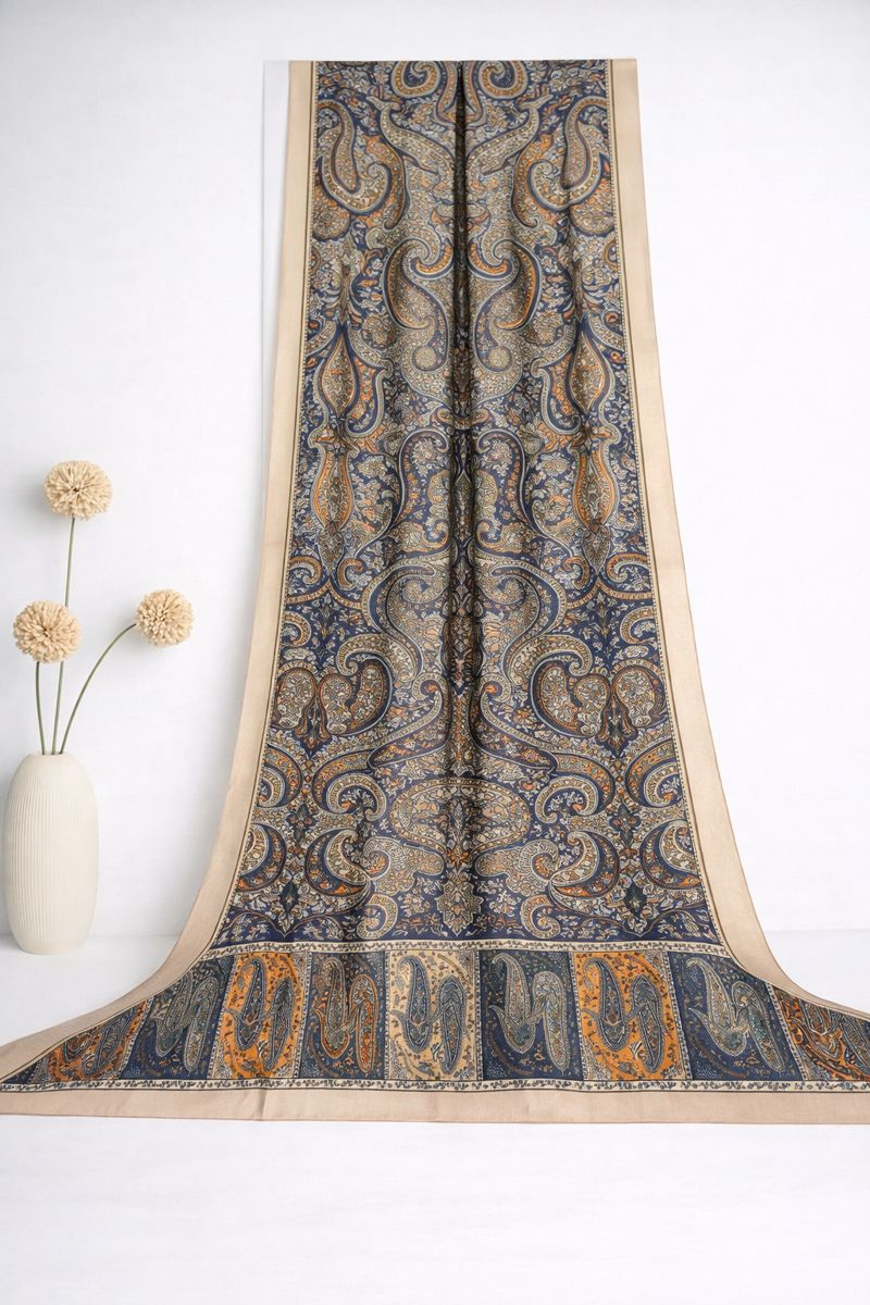 Shawl Secret Glamour Pamuklu Etnik Şal 2 - 52854 Krem Saks