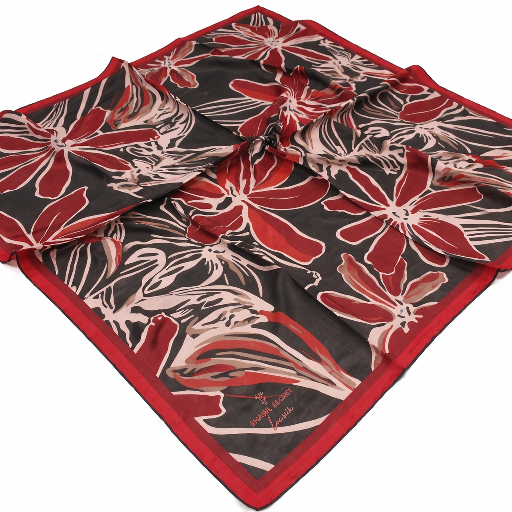Shawl Secret Loi Silk İpeksi Eşarp Bordo - Kırmızı 53882