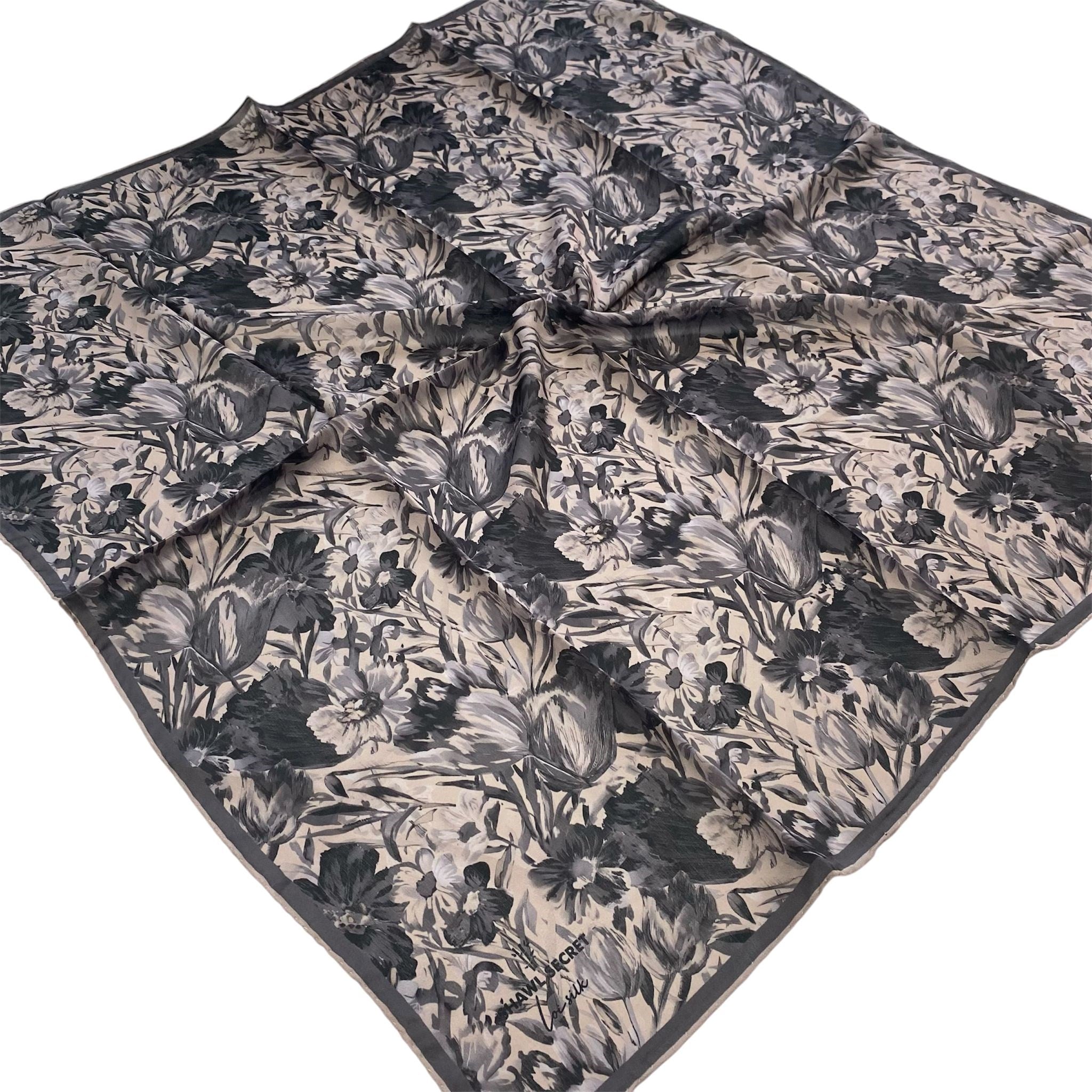Shawl Secret Loi Silk İpeksi Eşarp Füme 55014