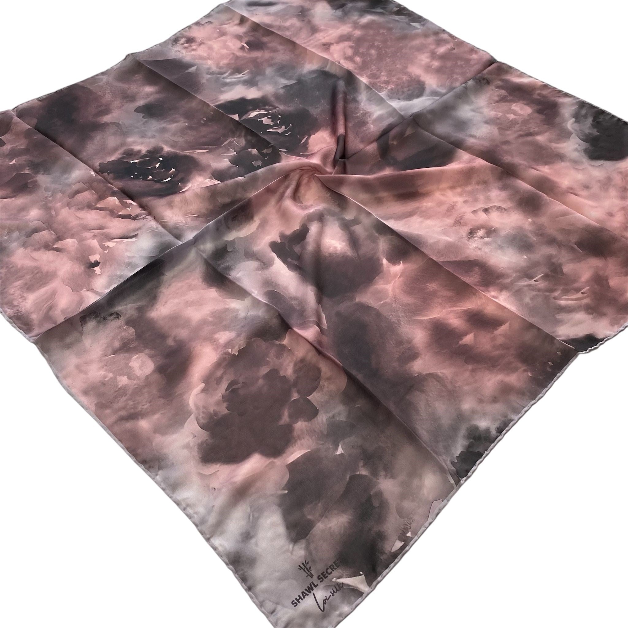 Shawl Secret Loi Silk İpeksi Eşarp Gül Kurusu Bulut Desen 54197