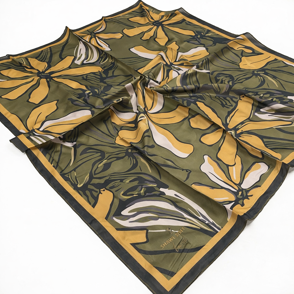 Shawl Secret Loi Silk İpeksi Eşarp Haki 53884