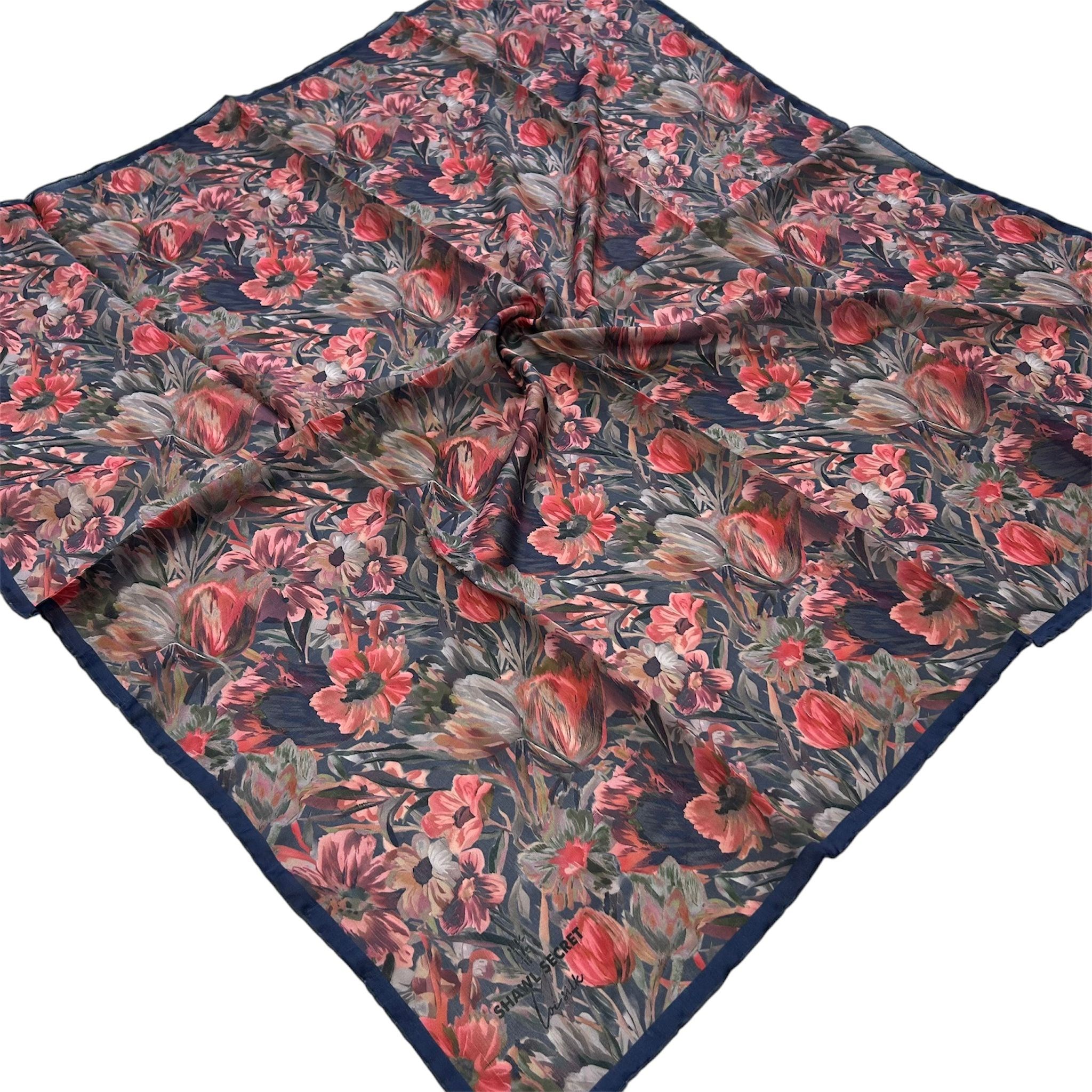 Shawl Secret Loi Silk İpeksi Eşarp Lacivert 54182