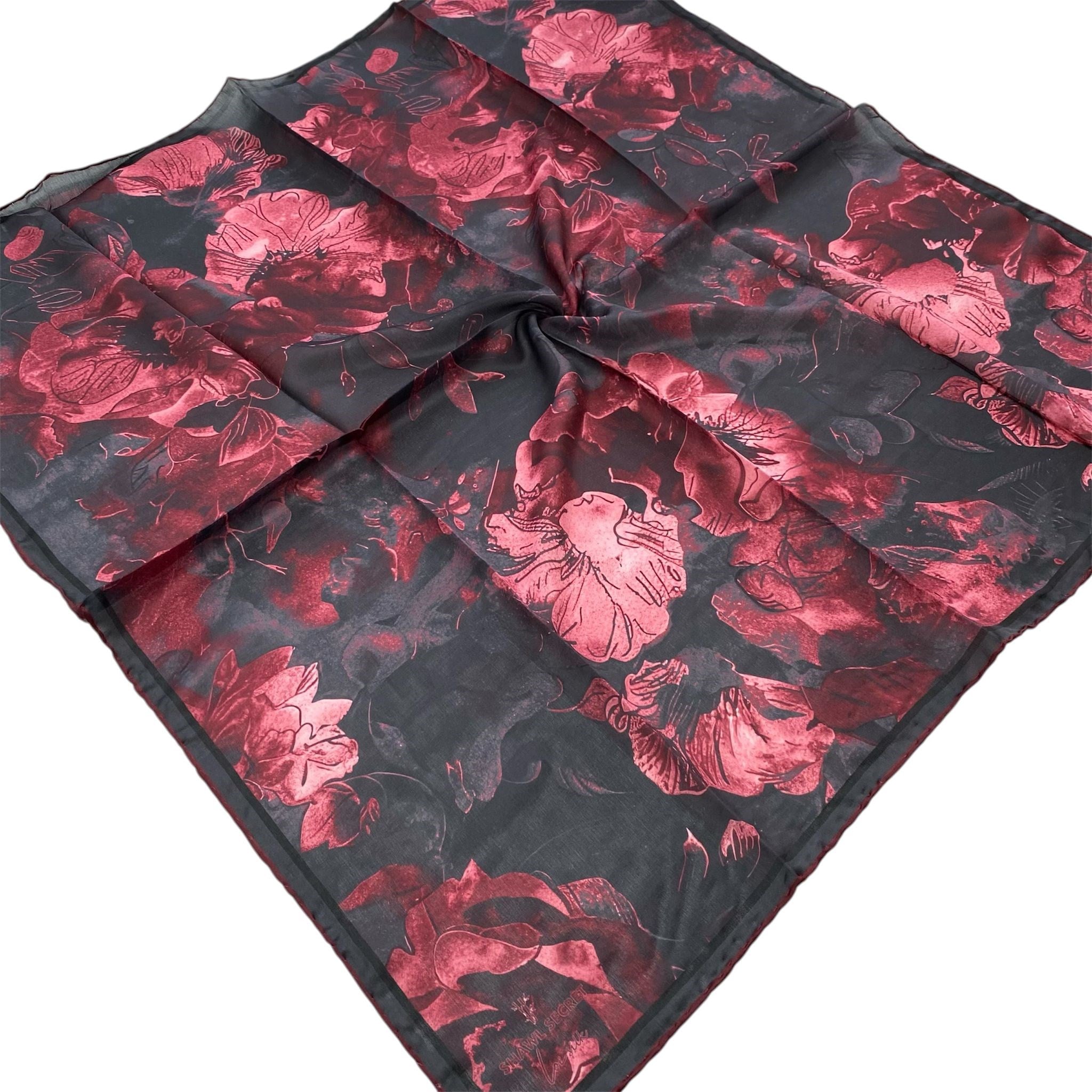 Shawl Secret Loi Silk İpeksi Eşarp Mürdüm Batik Desen 54193