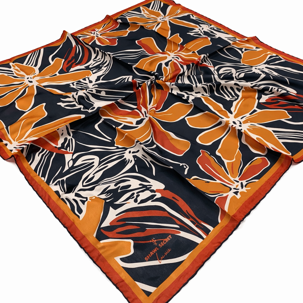 Shawl Secret Loi Silk İpeksi Eşarp Siyah - Taba 53877