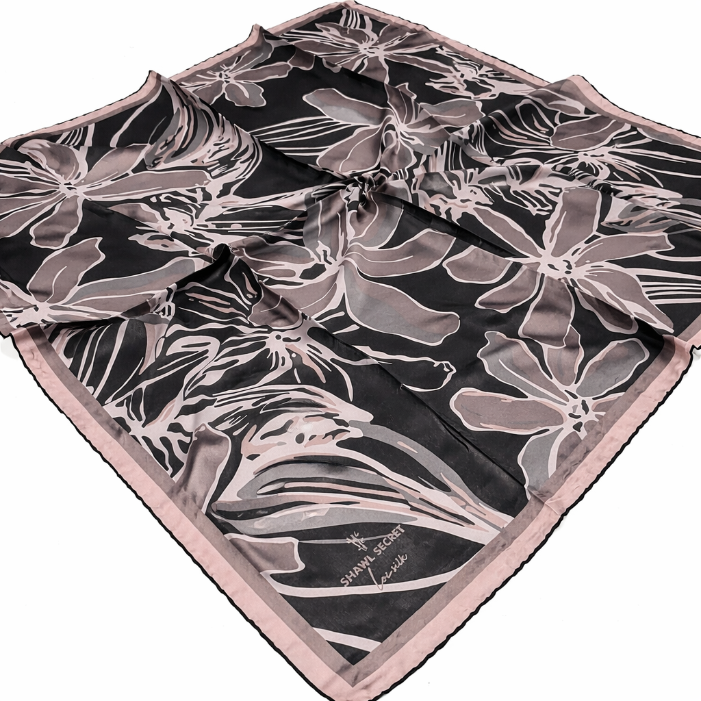 Shawl Secret Loi Silk İpeksi Eşarp Siyah - Vizon  53881