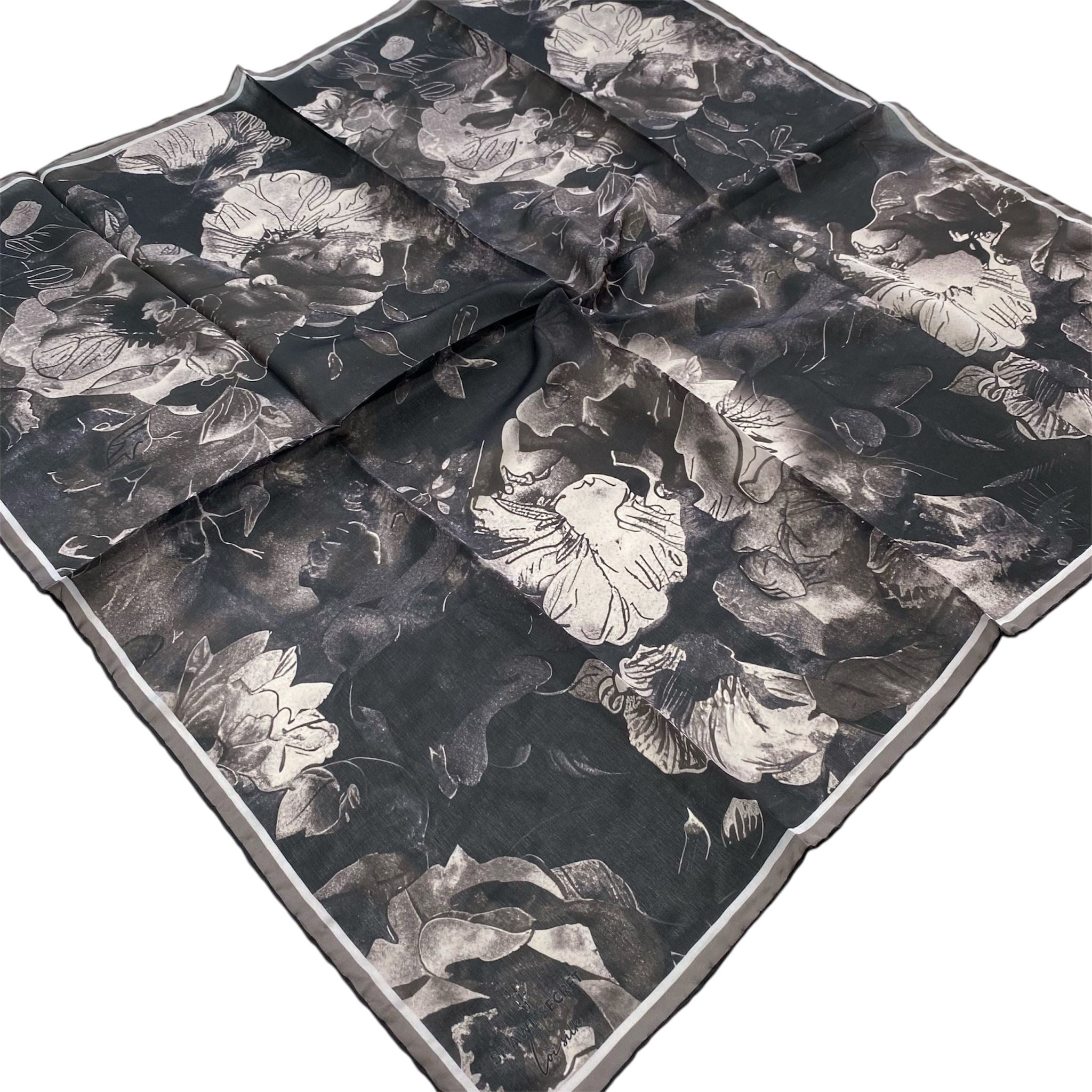 Shawl Secret Loi Silk İpeksi Eşarp Siyah Batik Desen 54195