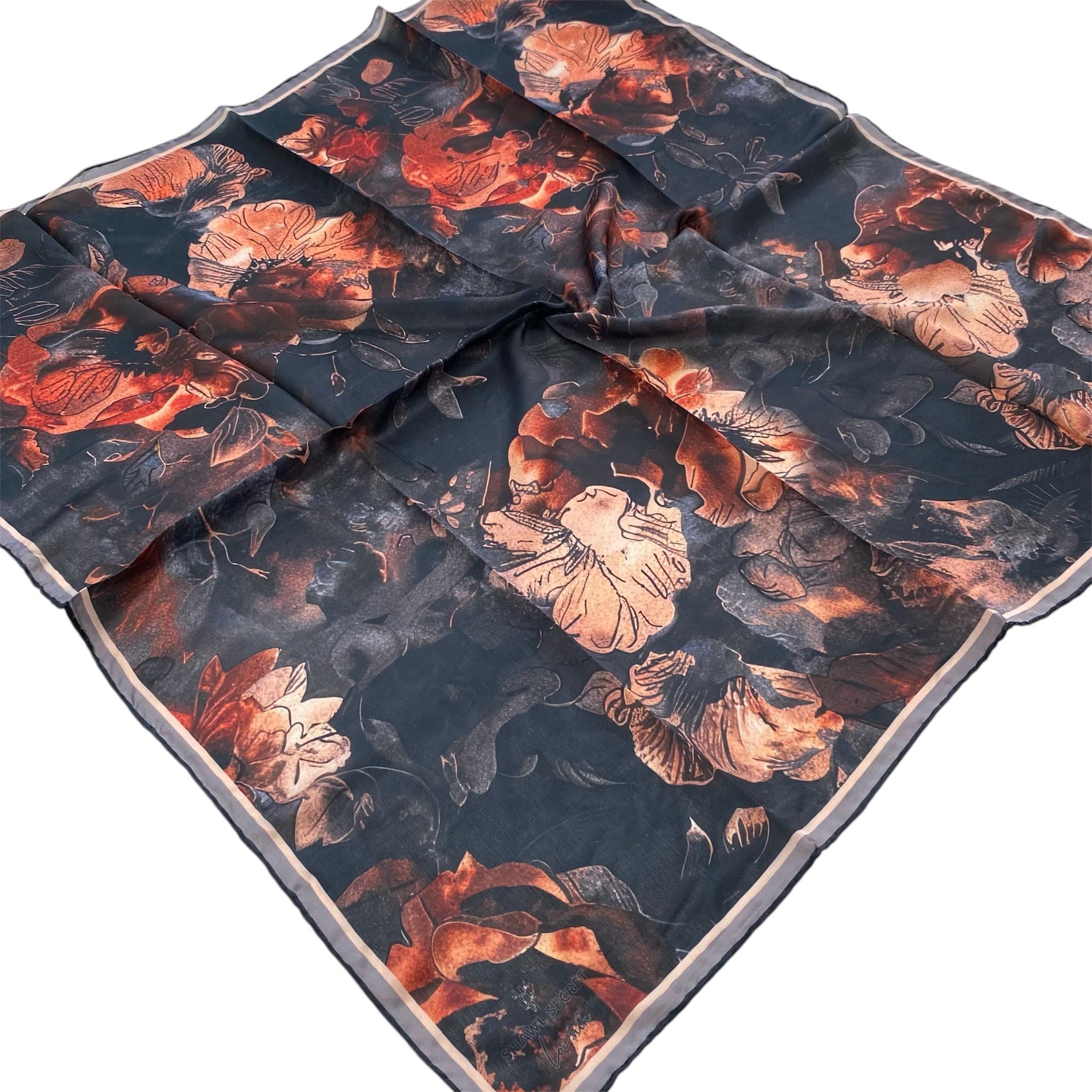 Shawl Secret Loi Silk İpeksi Eşarp Taba Batik Desen 54192