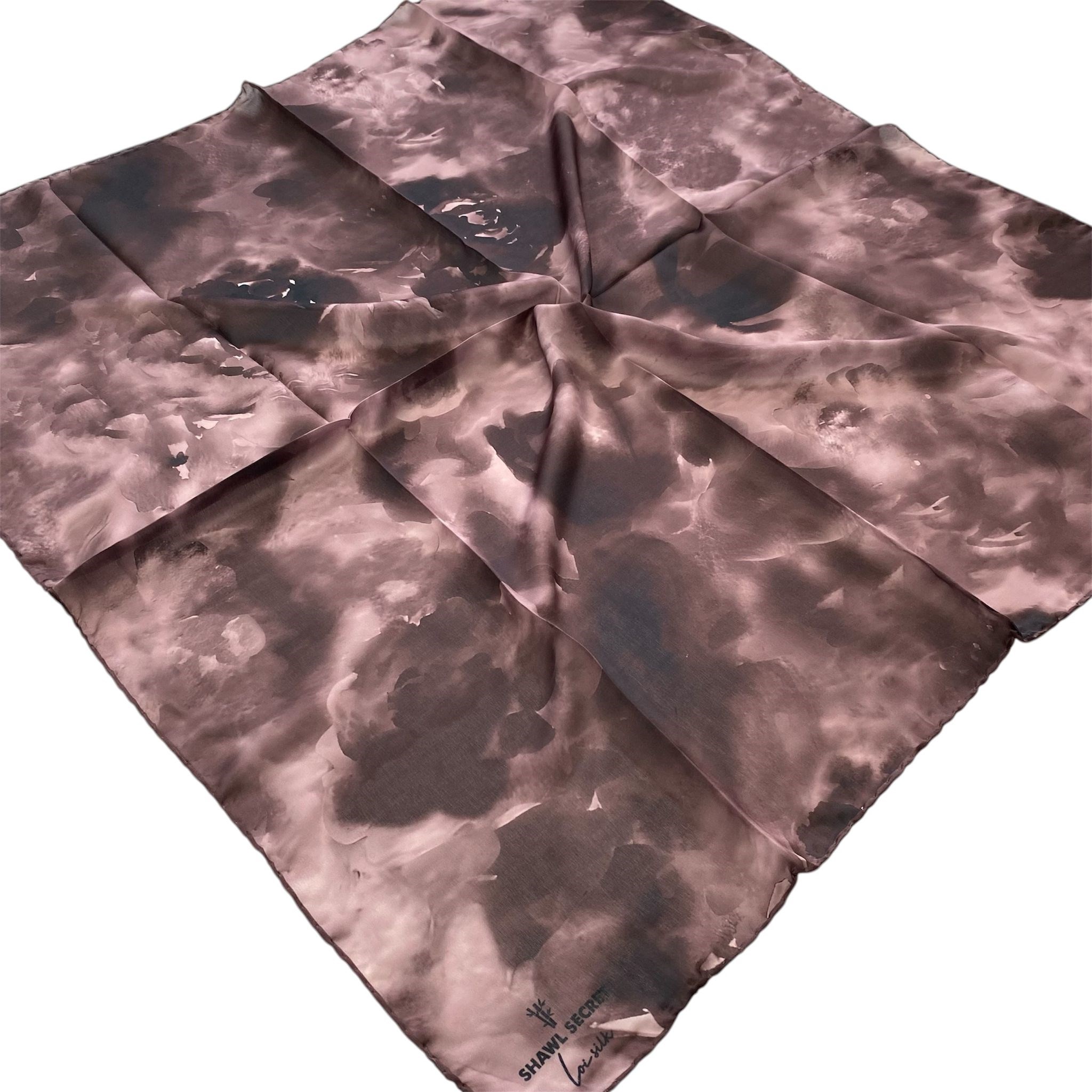 Shawl Secret Loi Silk İpeksi Eşarp Vizon Bulut Desen 54200