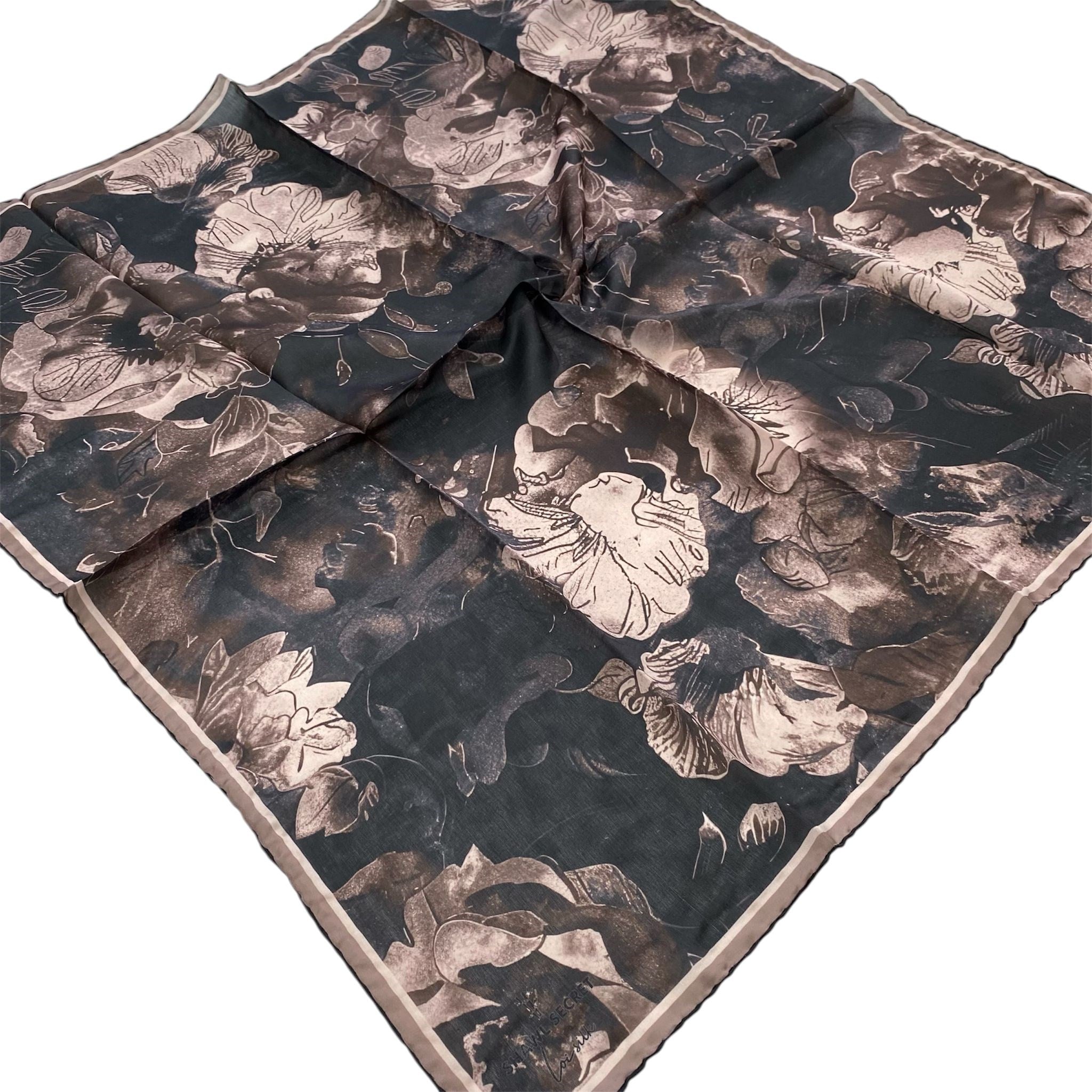 Shawl Secret Loi Silk İpeksi Eşarp Vizon Batik Desen 54189