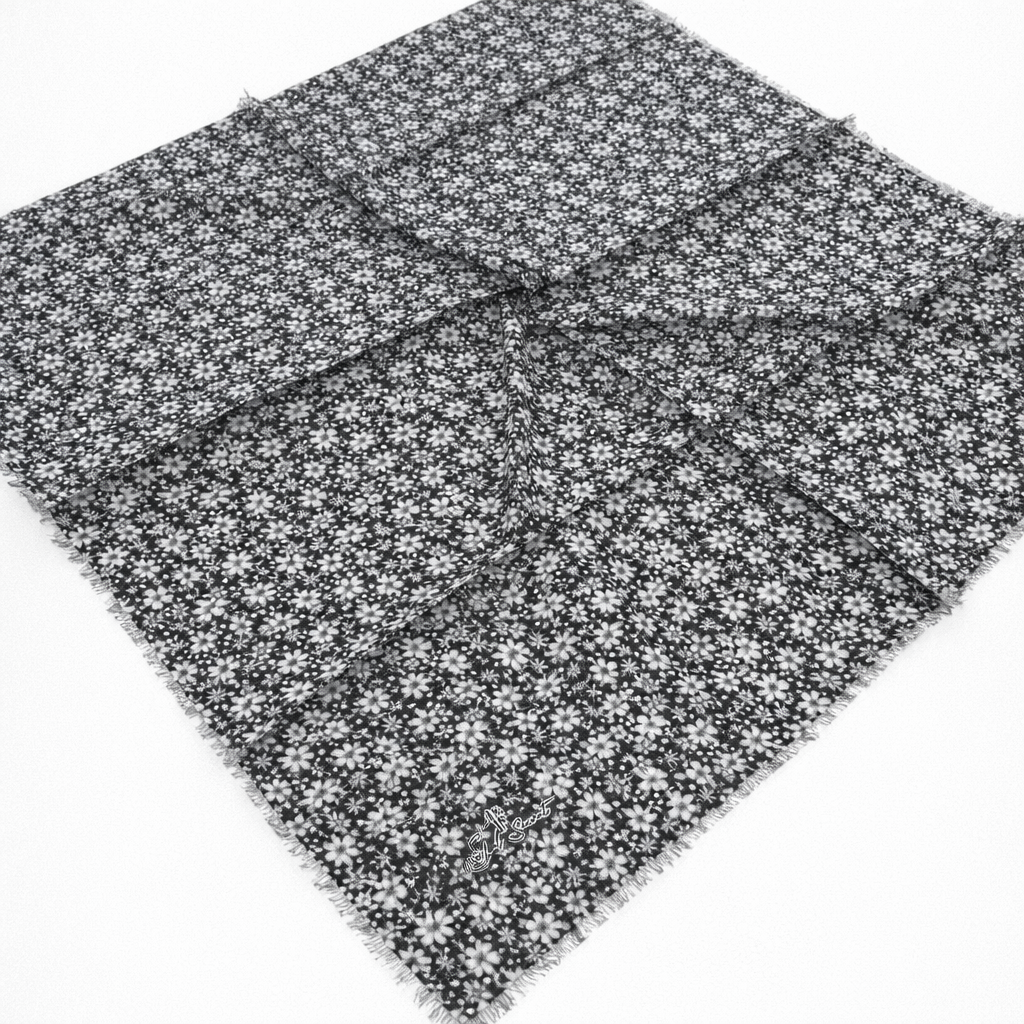 Shawl Secret Minimal Çiçek Desen Tülbent Siyah- Gri  53906