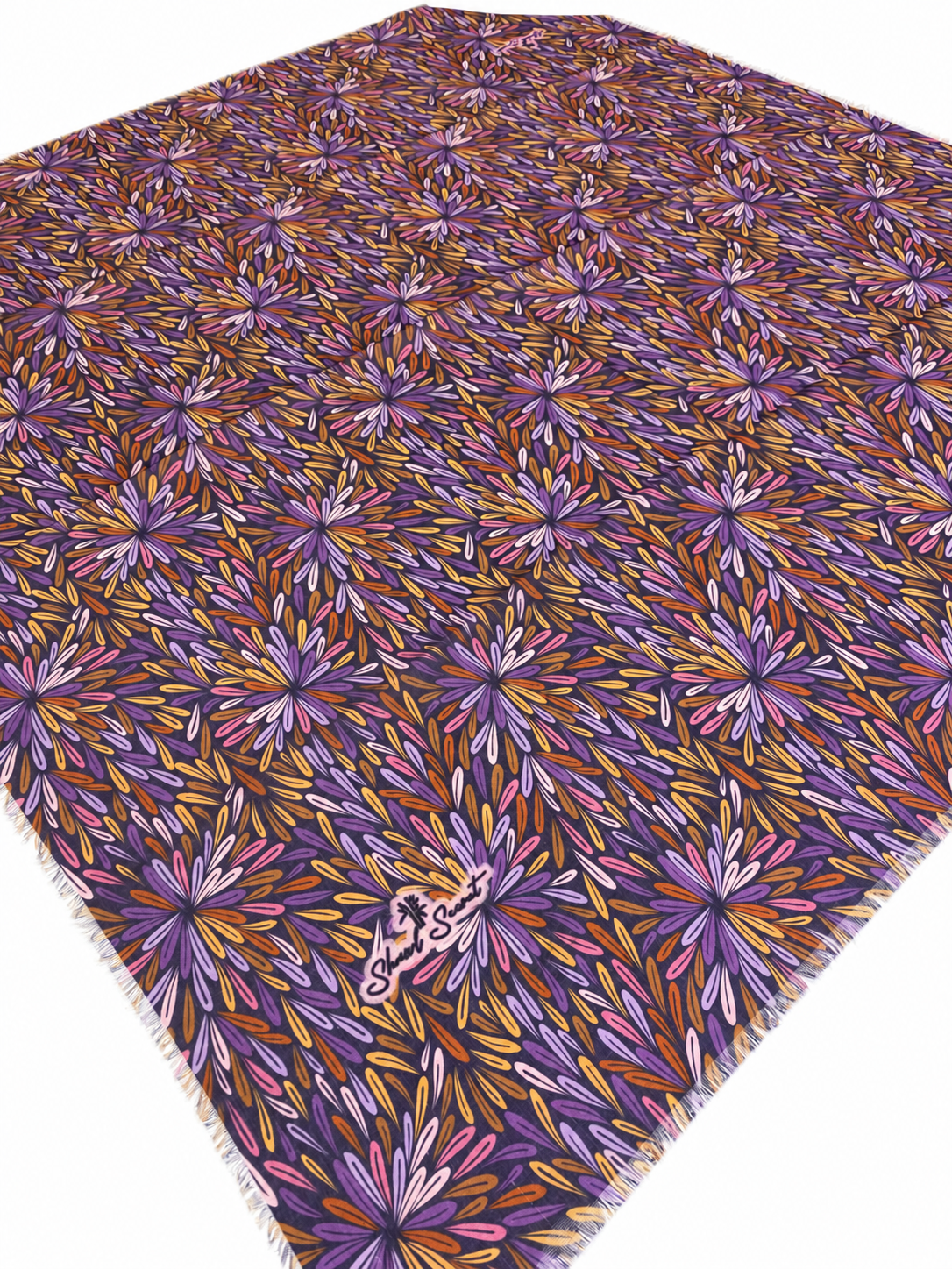 Shawl Secret Tülbent Mürdüm Soyut Desen