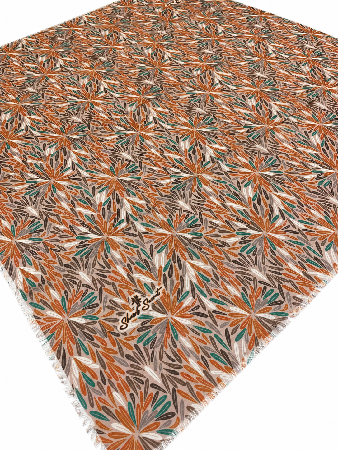 Shawl Secret Tülbent Sütlü Kahve Soyut Desen