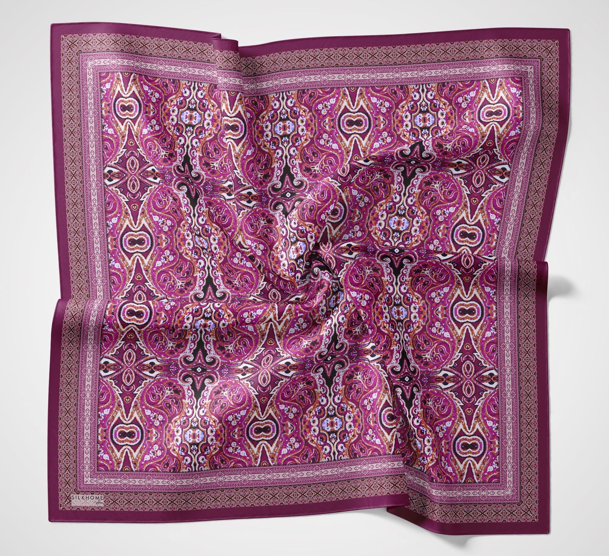 Silk Home Arve Eşarp IST 181002 - 02  Vişne Çürüğü  Etnik Desen 