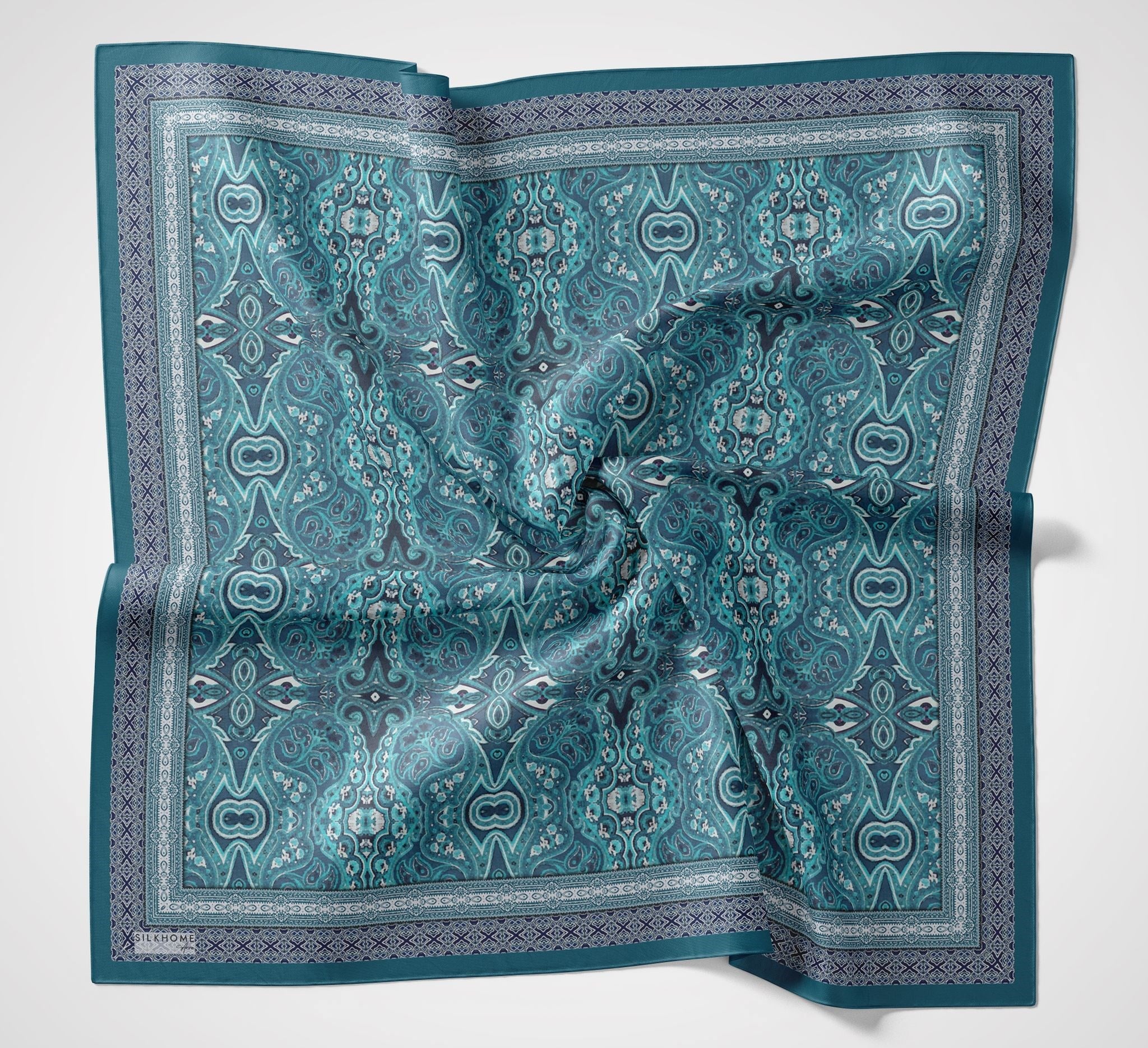 Silk Home Arve Eşarp IST 181002 - 04  Turkuaz  Etnik Desen 