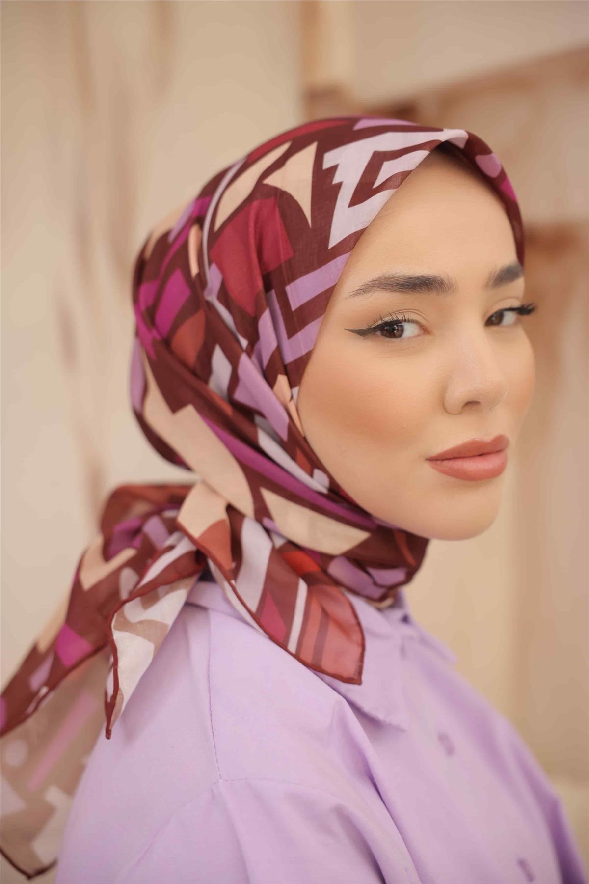 Silk Home Kahverengi Karışık Desen Soft Eşarp 35483