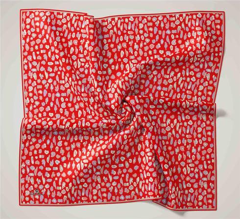 Silk Home Mercan, Lila, Vizon, Ekru Geometrik Desen Tivil İpek Eşarp IST11466-16