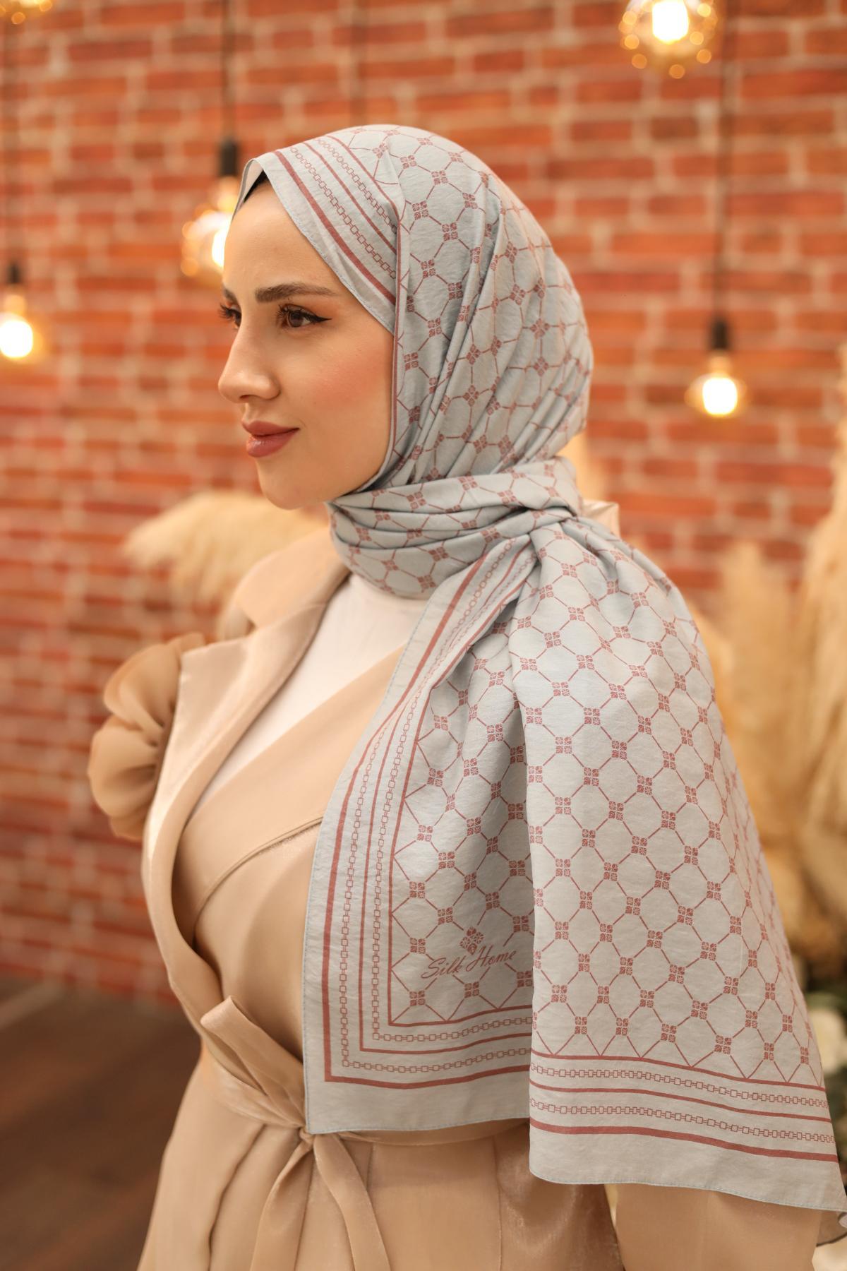 Silk Home Olinda Şal 49005-06 Mavi, Gül Kurusu