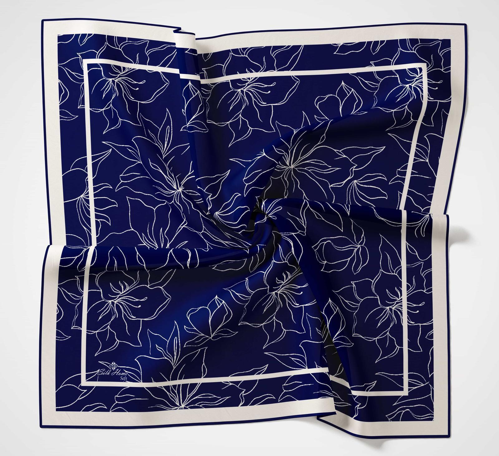 Silk Home Soft Eşarp 40613 Lacivert Karışık Desen 