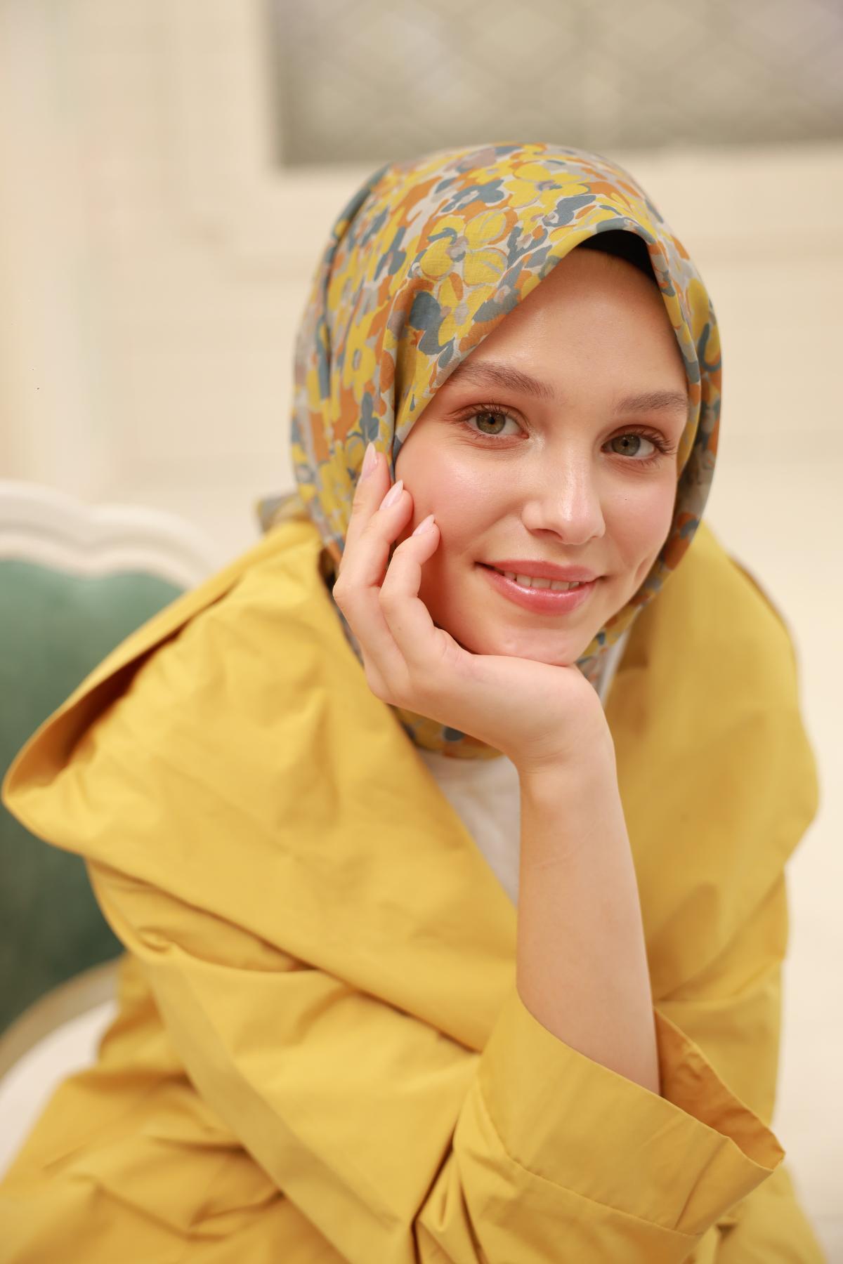 Silk Home Soft Eşarp 47312 Sarı Karışık Desen 