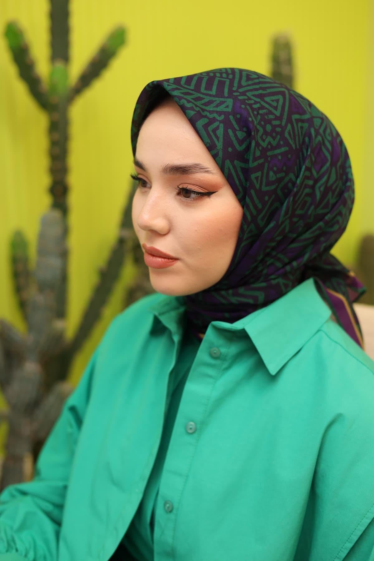 Silk Home Soft Eşarp 52793 Mor Karışık Desen 