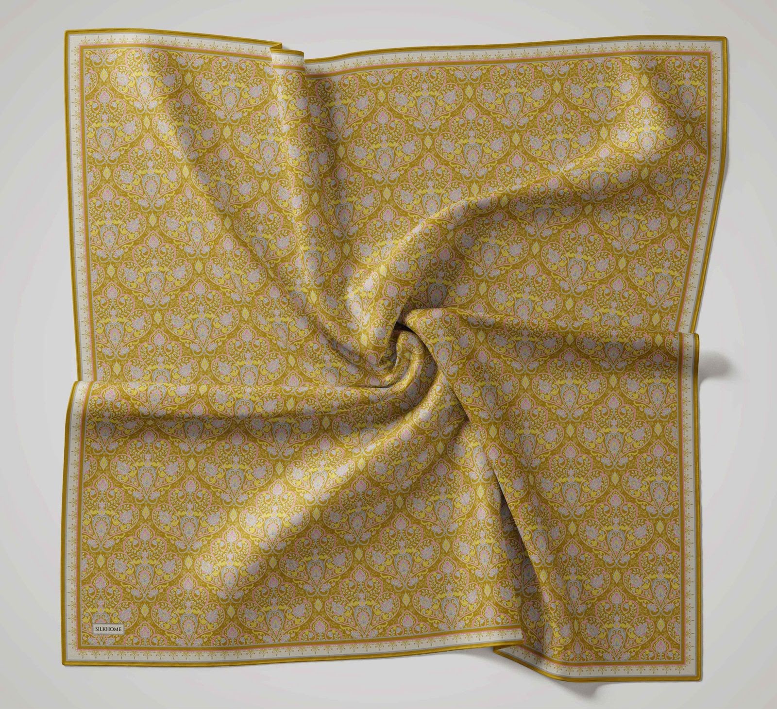 Silk Home Soft Eşarp Asit Sarısı Vintage Desen