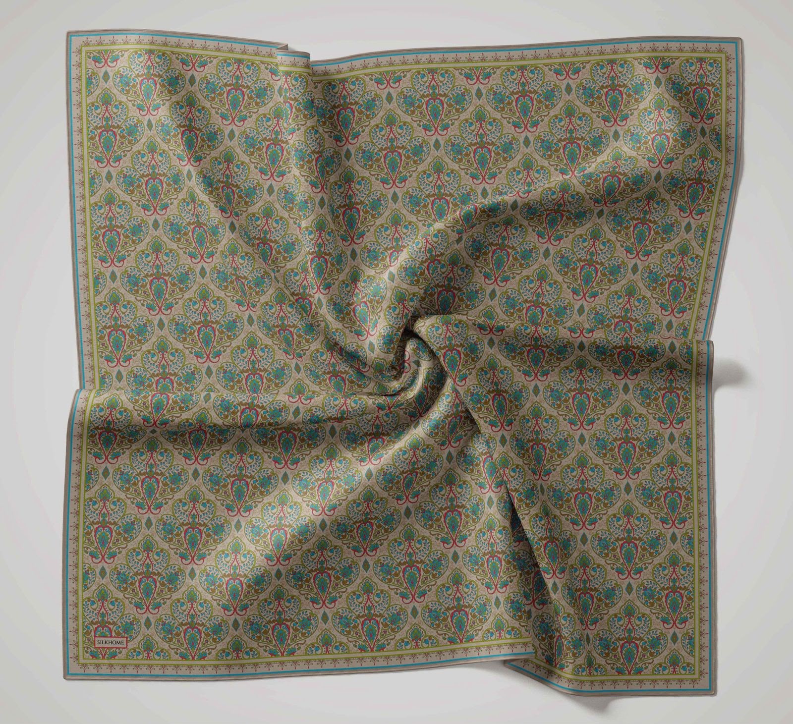 Silk Home Soft Eşarp Bej Mercan Vintage Desen