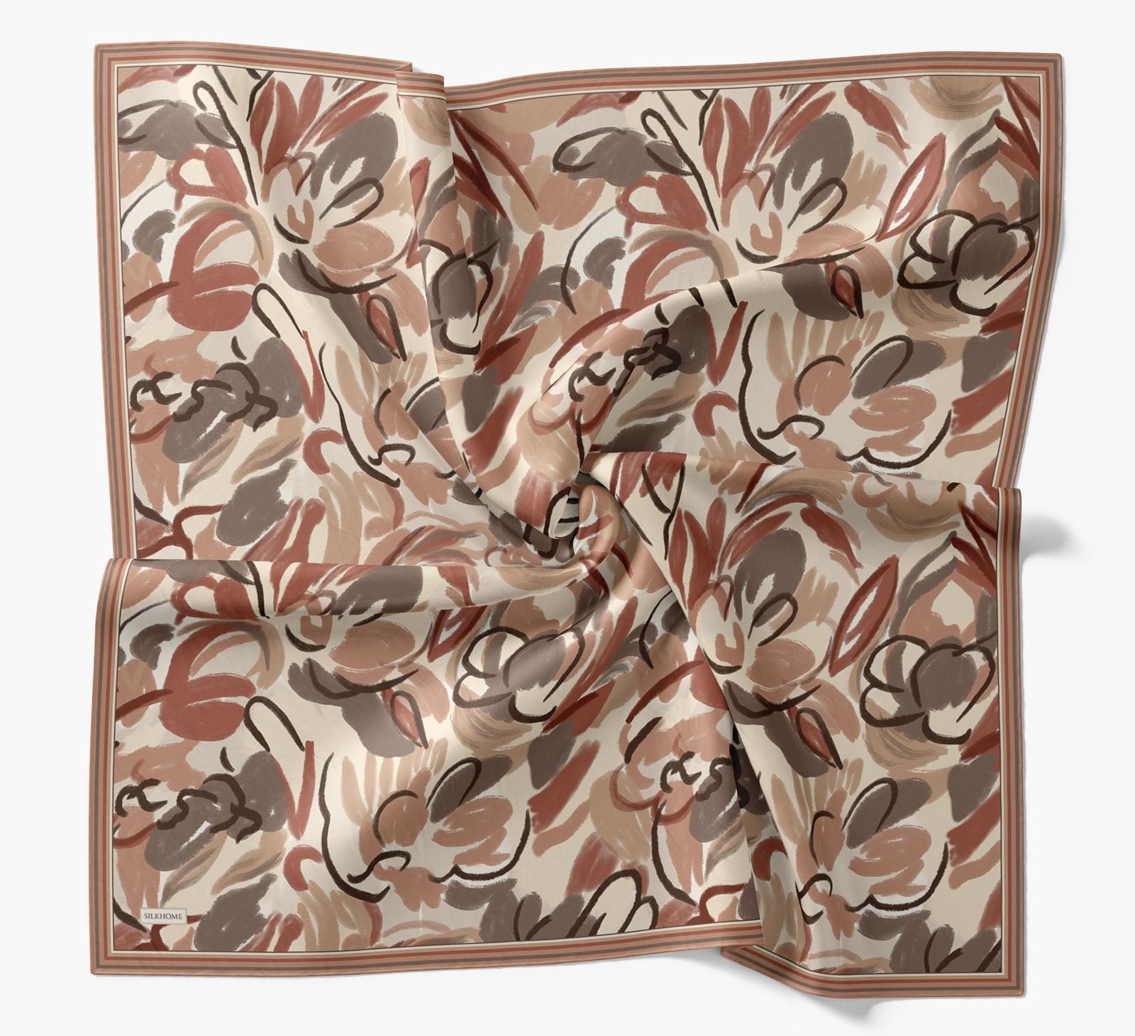 Silk Home Soft Eşarp Bej Soyut Desen
