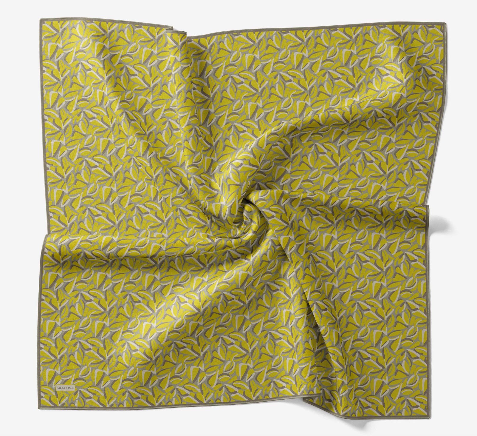 Silk Home Soft Eşarp  Çağla Yeşili Sarı  Geometrik Desen