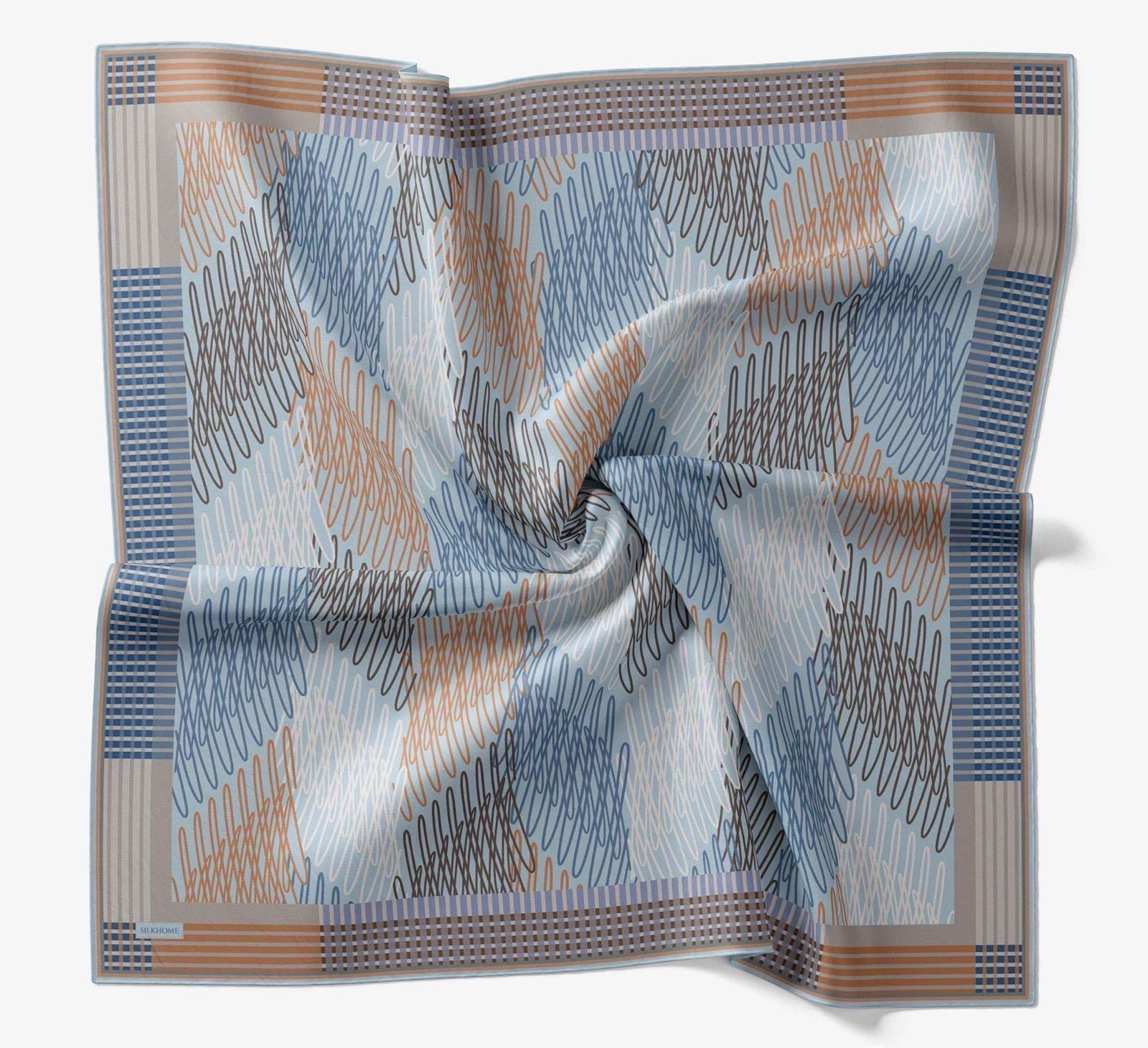 Silk Home Soft Eşarp Çizgi Desenli Bebe Mavisi - Gri 