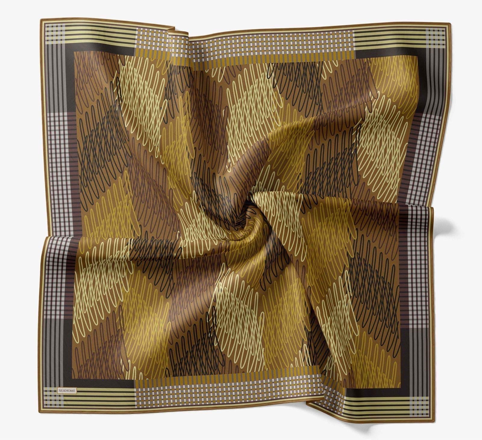 Silk Home Soft Eşarp Çizgi Desenli Yağ Yeşili - Gri 
