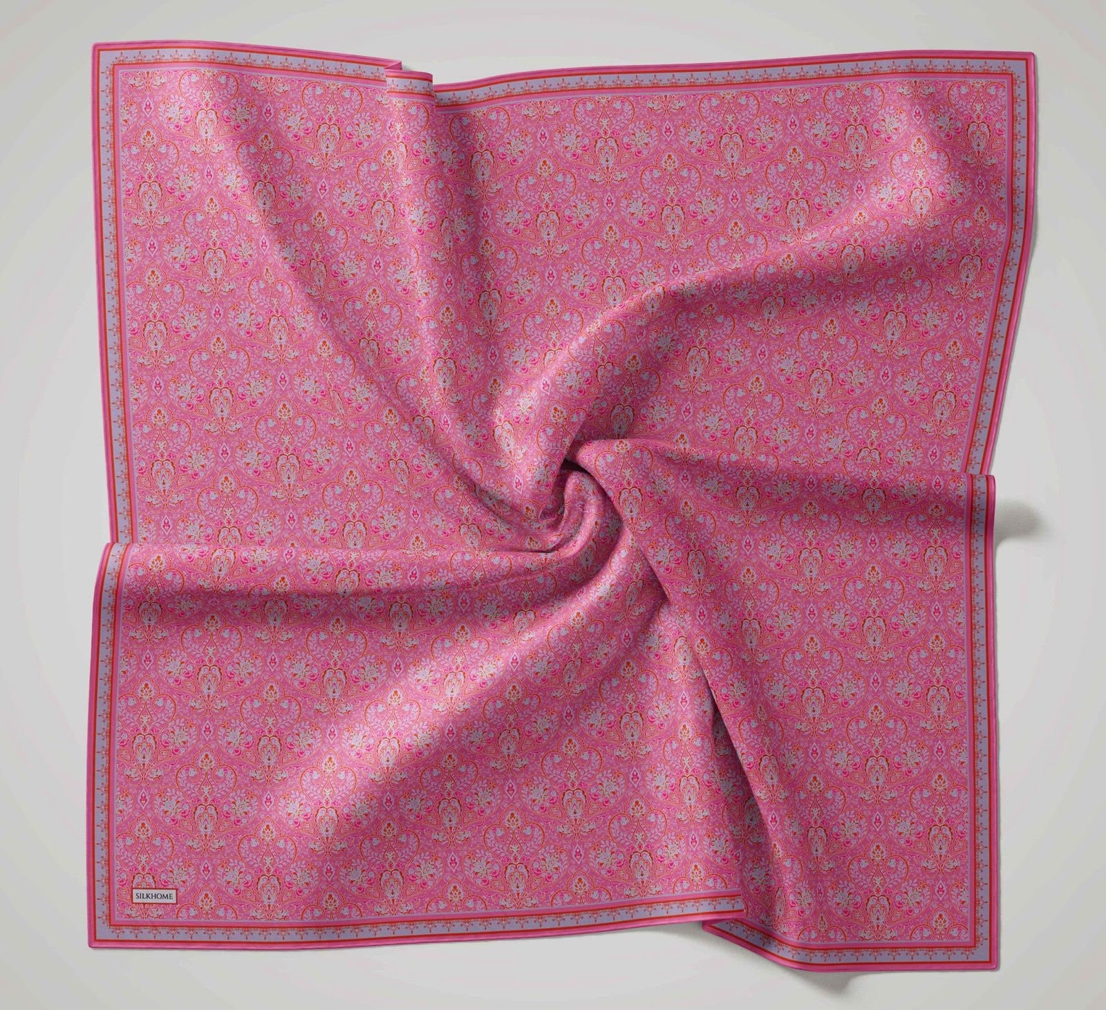 Silk Home Soft Eşarp Fuşya Turuncu Vintage Desen