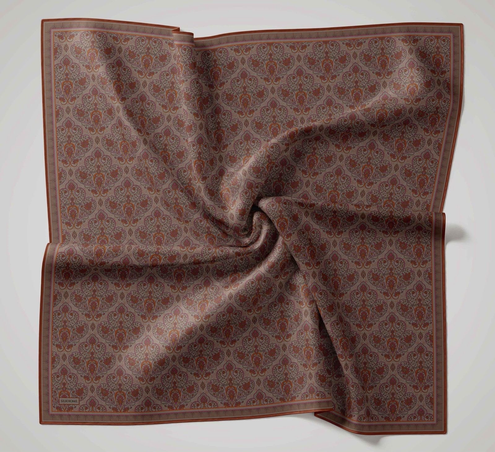 Silk Home Soft Eşarp Gri Taba Vintage Desen