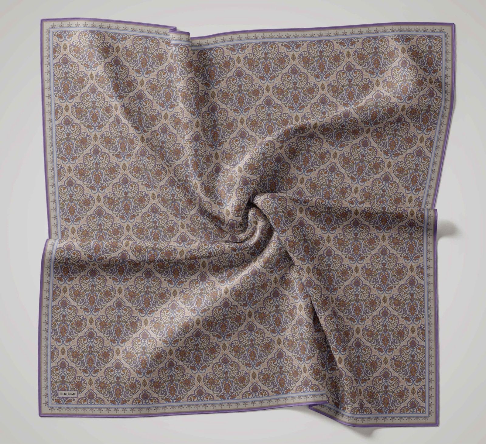 Silk Home Soft Eşarp Gümüş Gri Vintage Desen