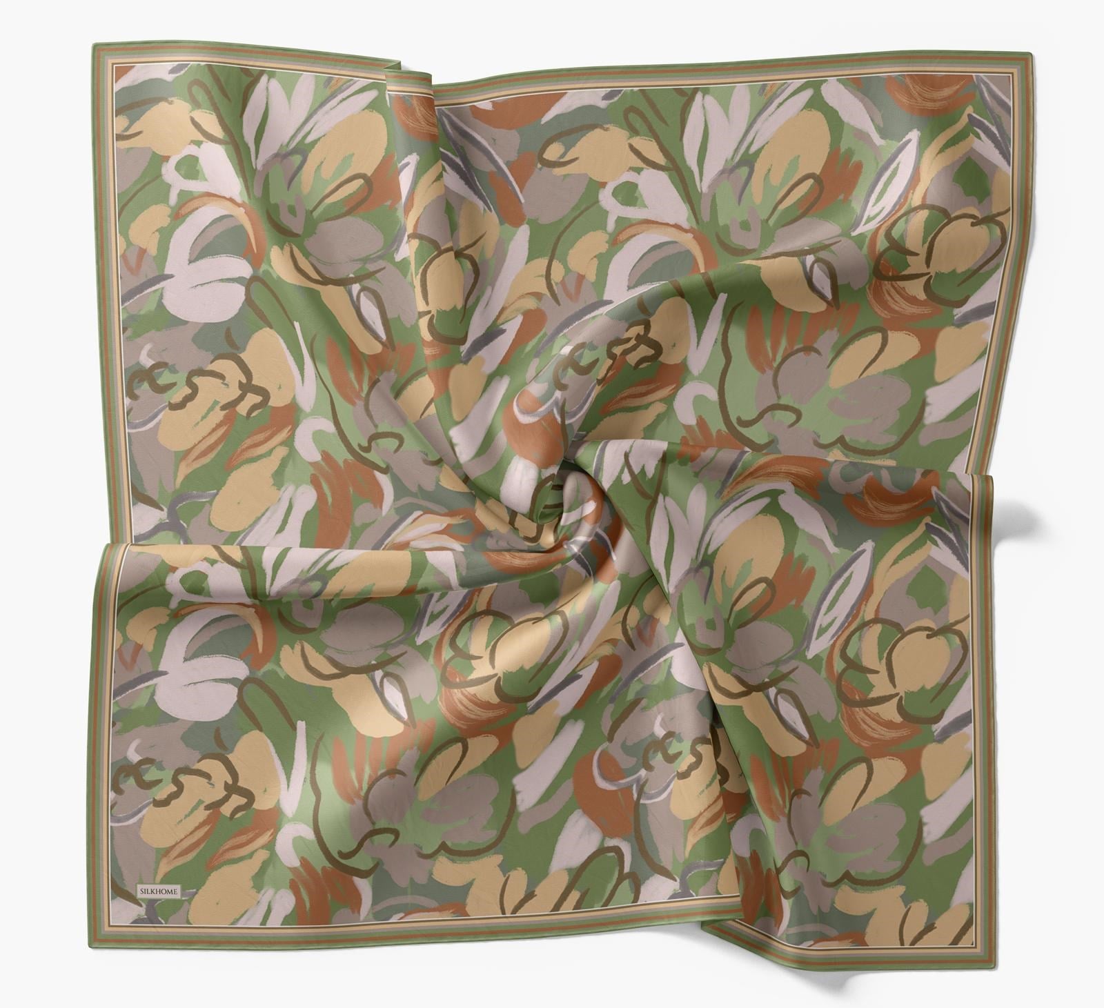 Silk Home Soft Eşarp Haki Soyut Desen