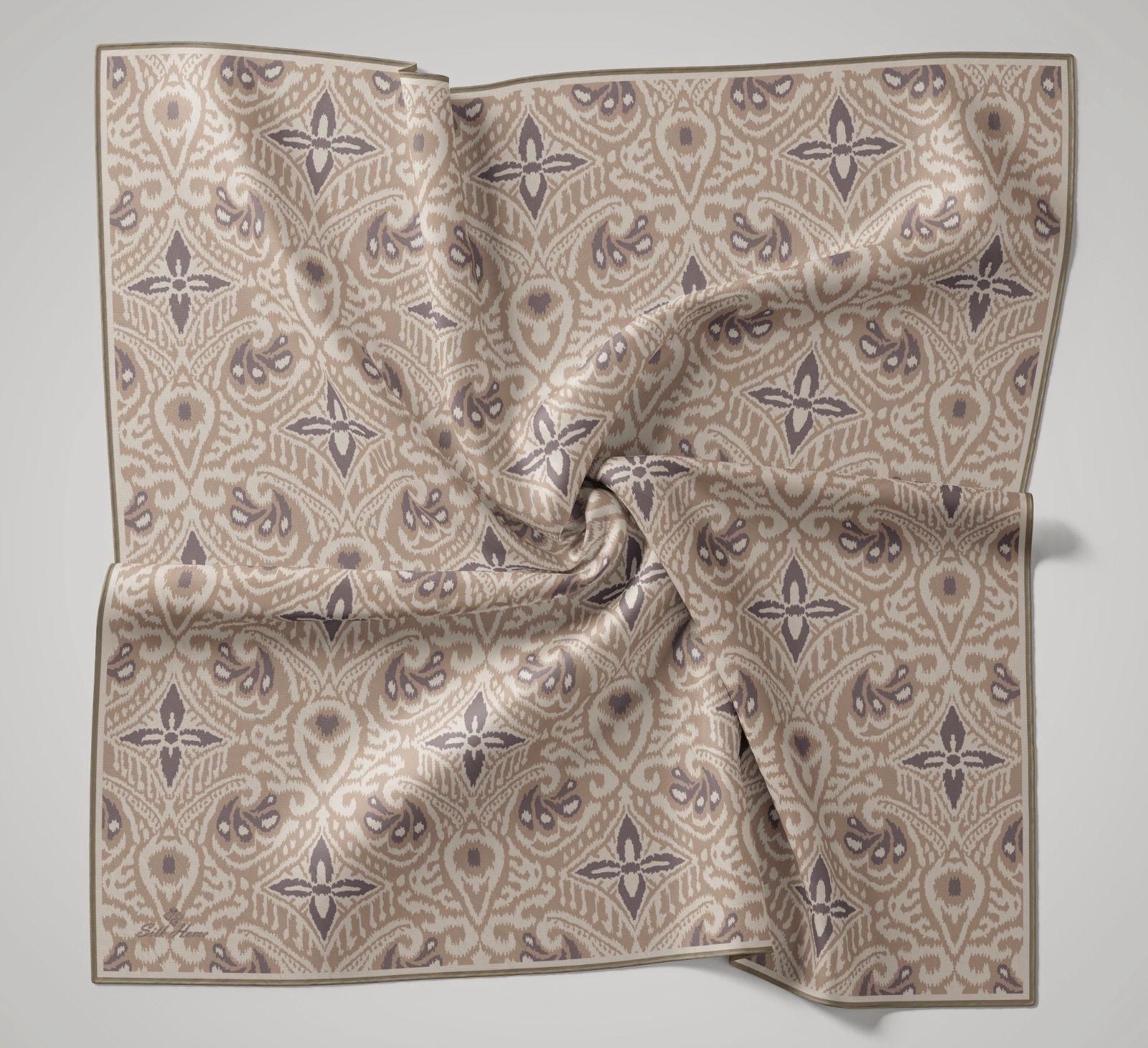 Silk Home Soft Eşarp IST 04256 - 10 Vizon - Mürdüm Etnik Desen 