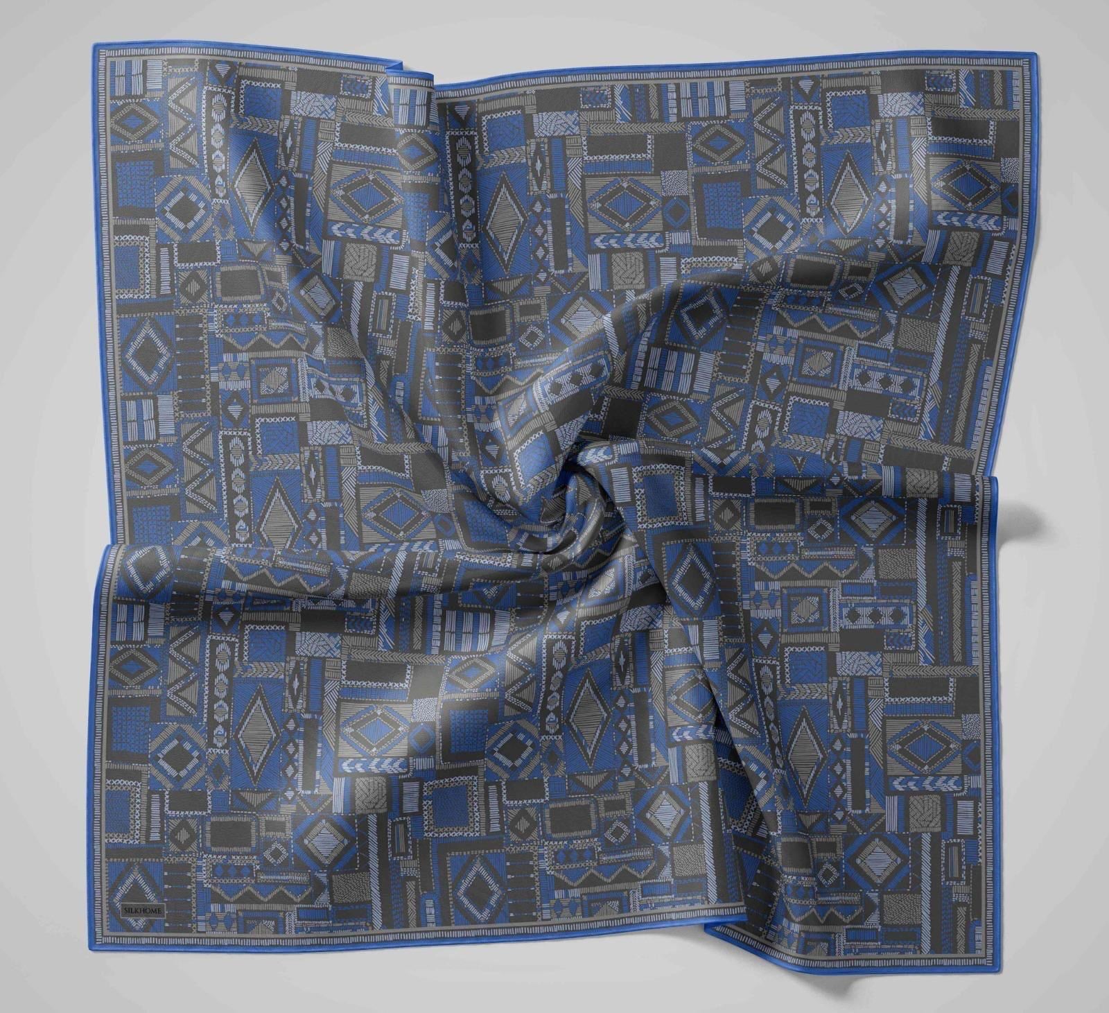 Silk Home Soft Eşarp IST 04265 - 12 Sax - Gri Geometrik Desen 