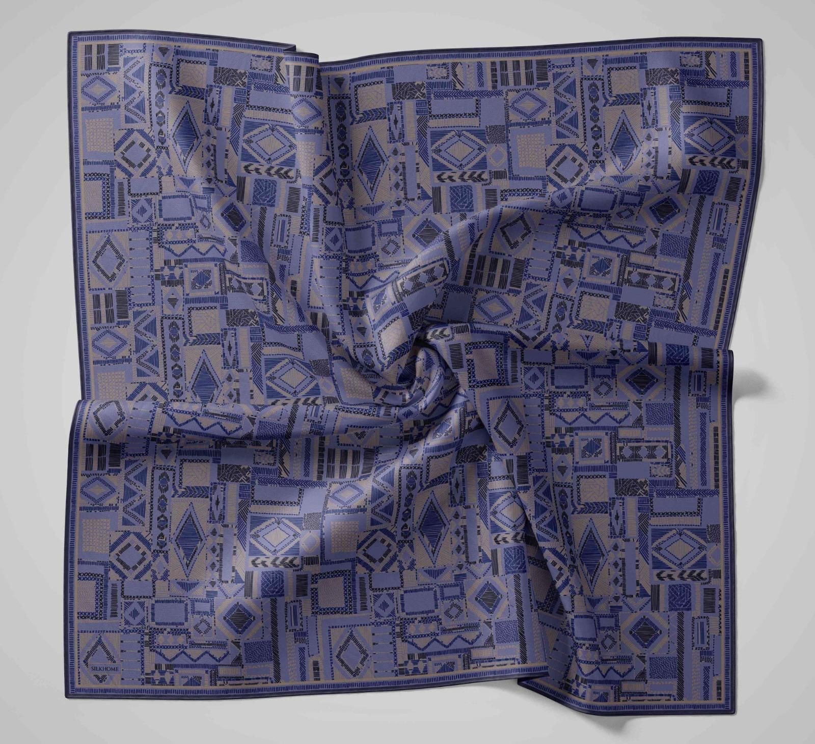 Silk Home Soft Eşarp IST 04265 - 20 Sax - Gri  Geometrik Desen