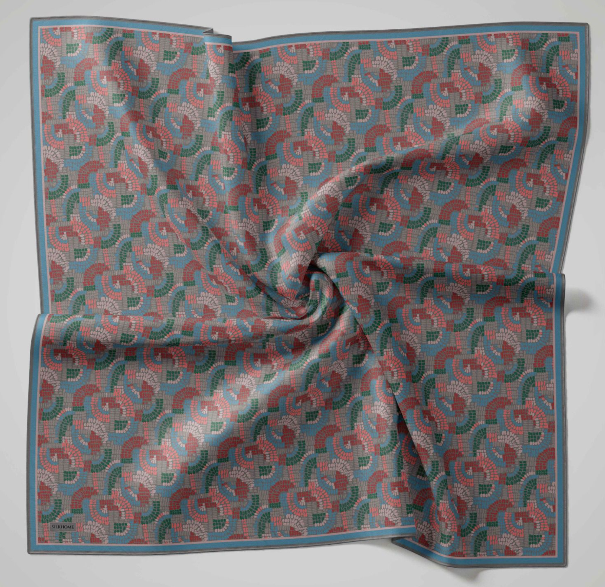 Silk Home Soft Eşarp IST 04468 - 05 Gri - Mavi Geometrik Desen