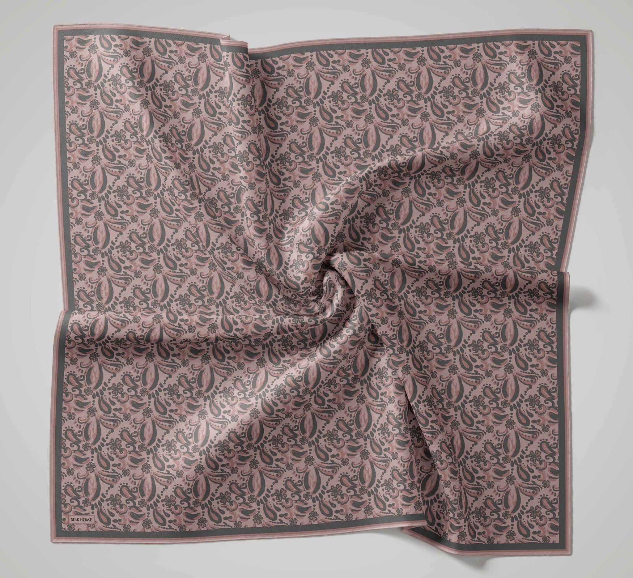 Silk Home Soft Eşarp IST 04471 - 23 Pembe - Gri Çiçek Desen