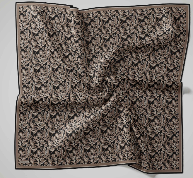 Silk Home Soft Eşarp IST 04473 - 10 Vizon - Siyah Çiçek Desen