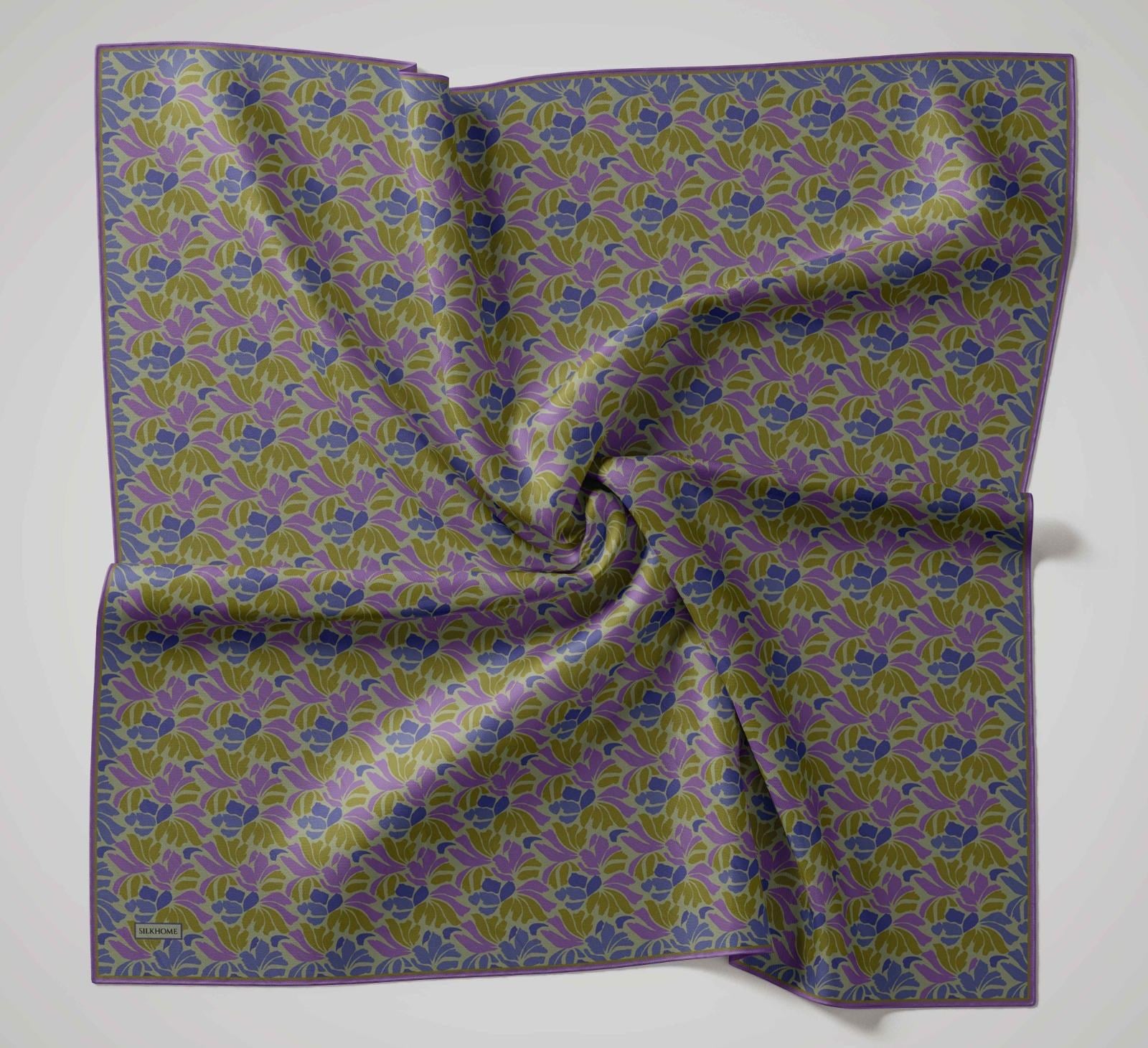 Silk Home Soft Eşarp IST Leylak - Yağ yeşil Soyut Desen