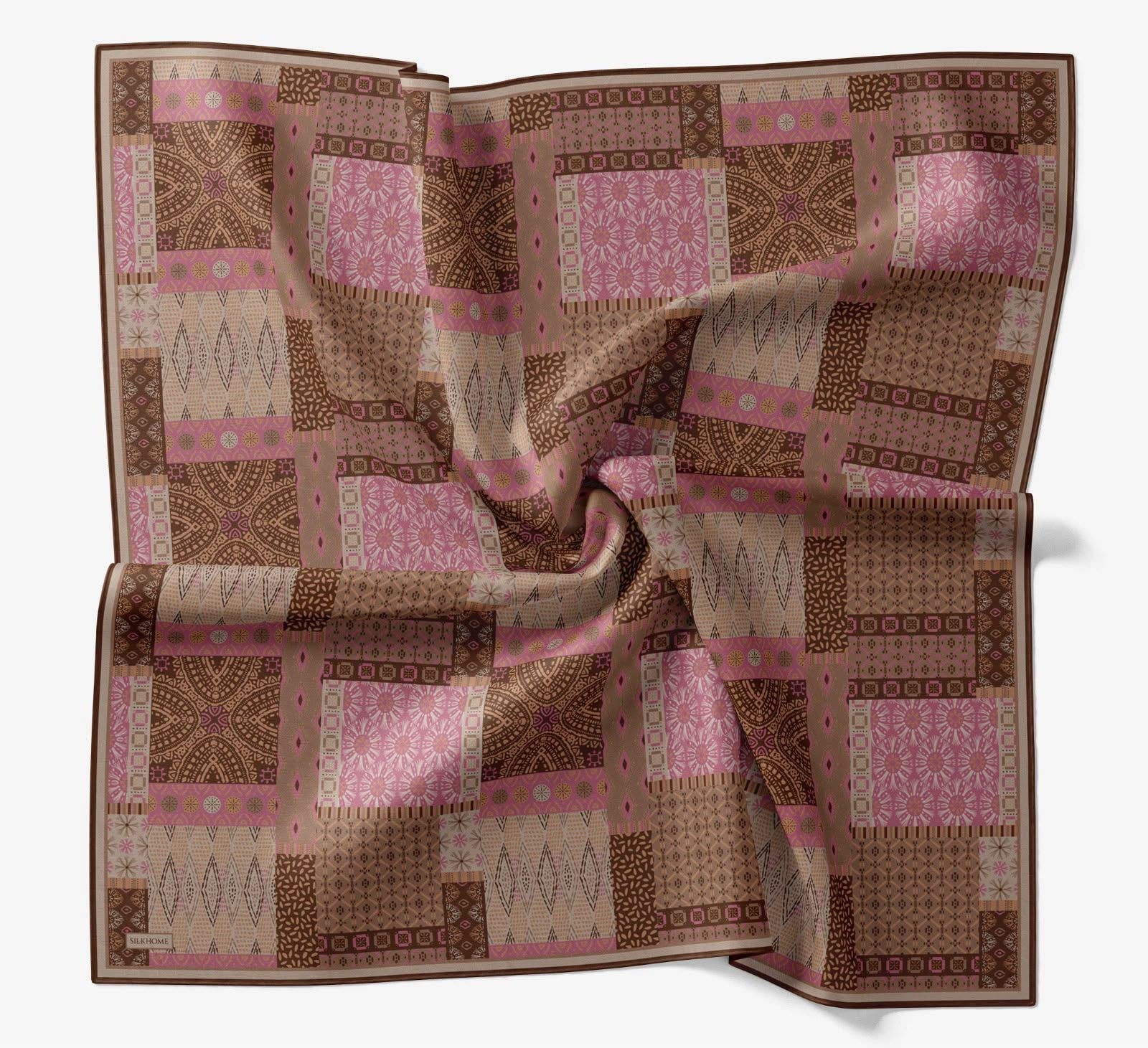 Silk Home Soft Eşarp IST Taba - Pembe Etnik Desen