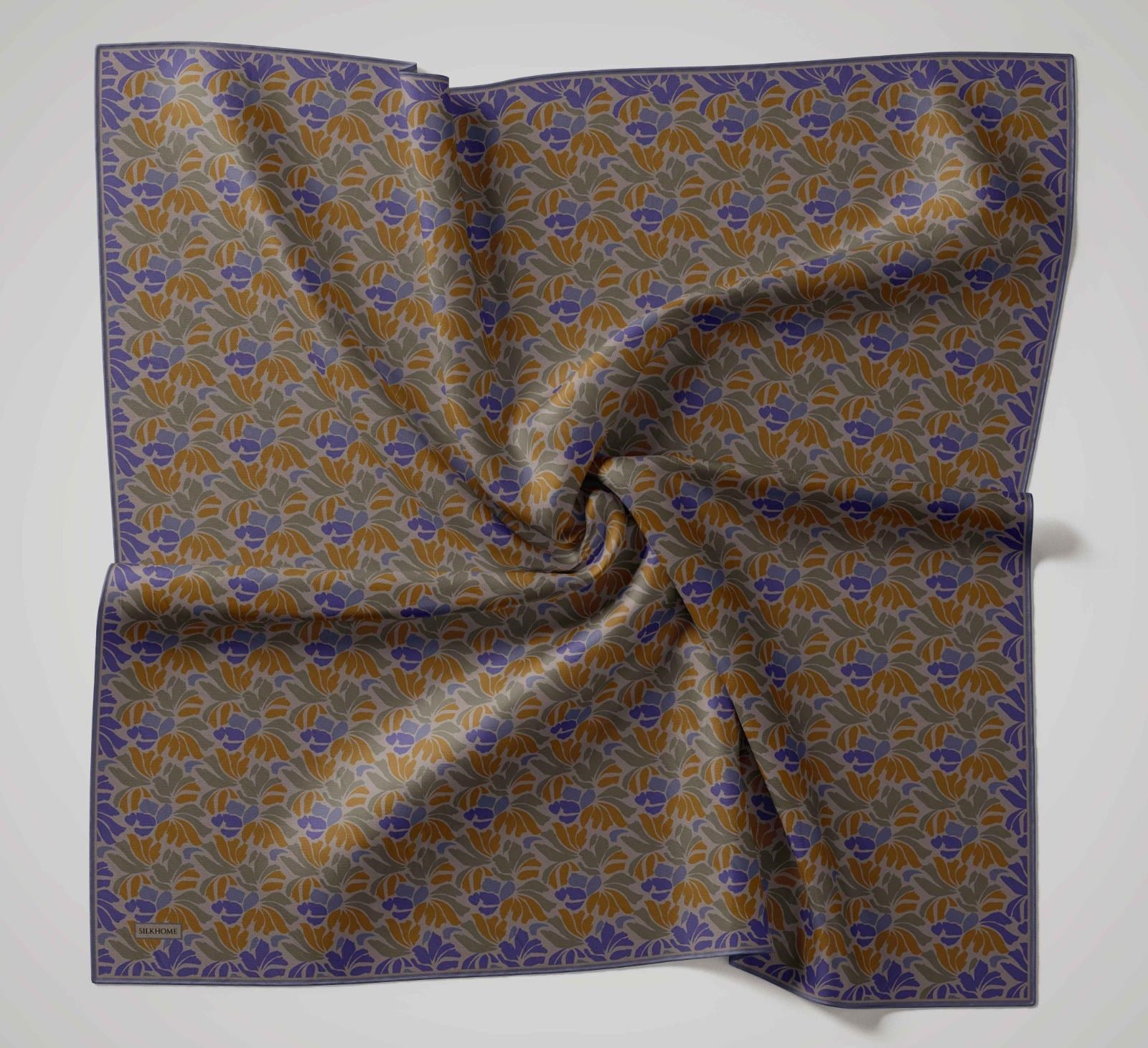 Silk Home Soft Eşarp IST Yağ yeşili- Morcivert Soyut Desen