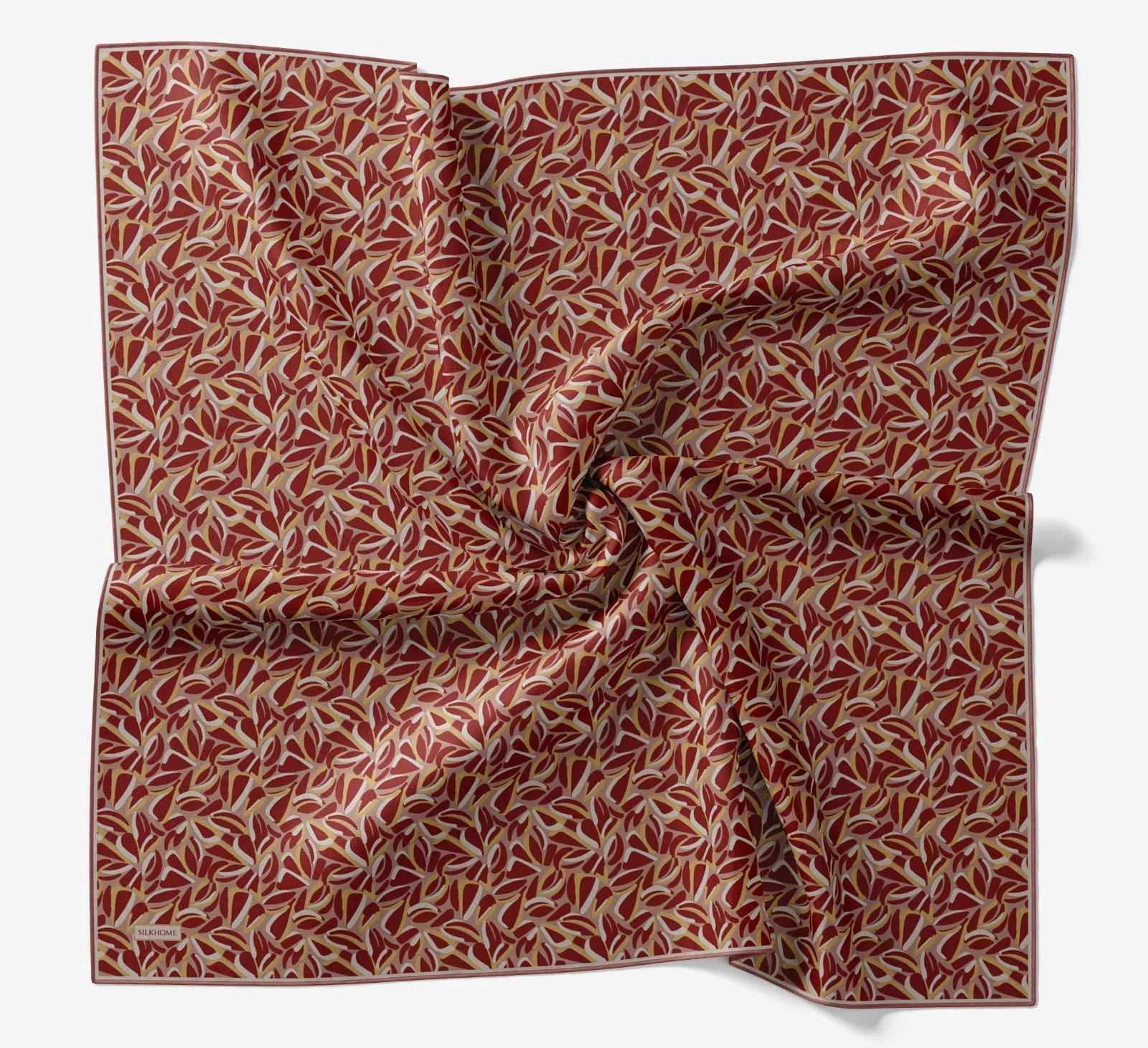 Silk Home Soft Eşarp Kırmızı Gold Geometrik Desen