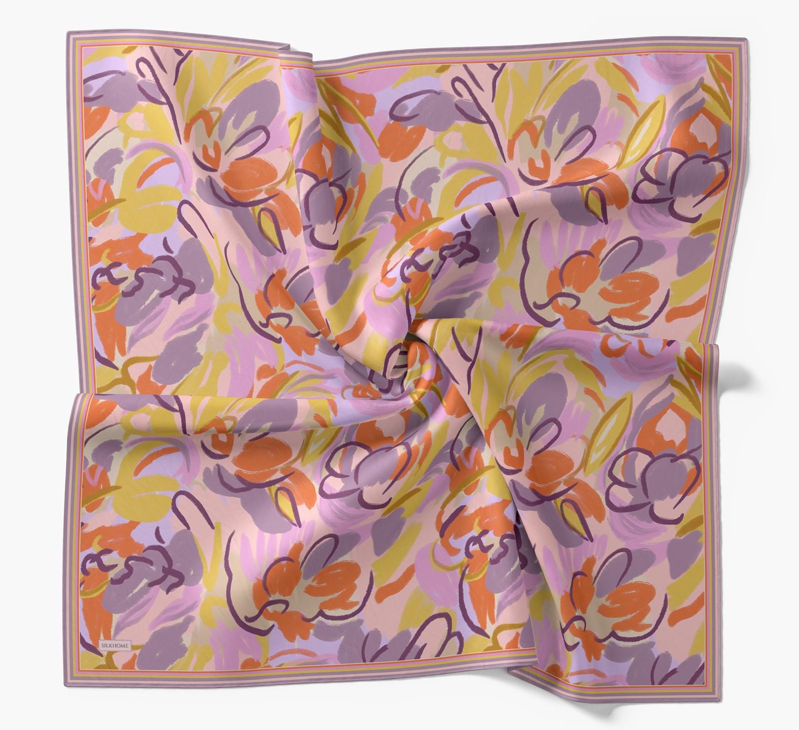 Silk Home Soft Eşarp Leylak Soyut Desen