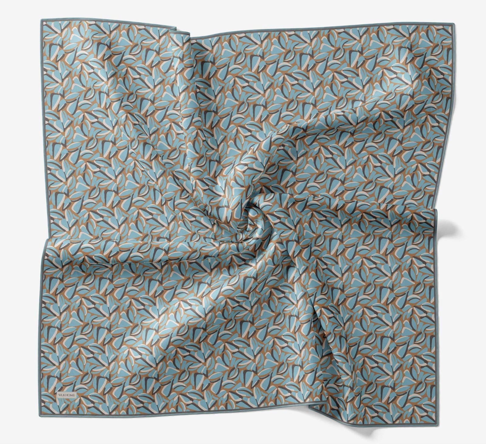 Silk Home Soft Eşarp Mavi Füme Geometrik Desen