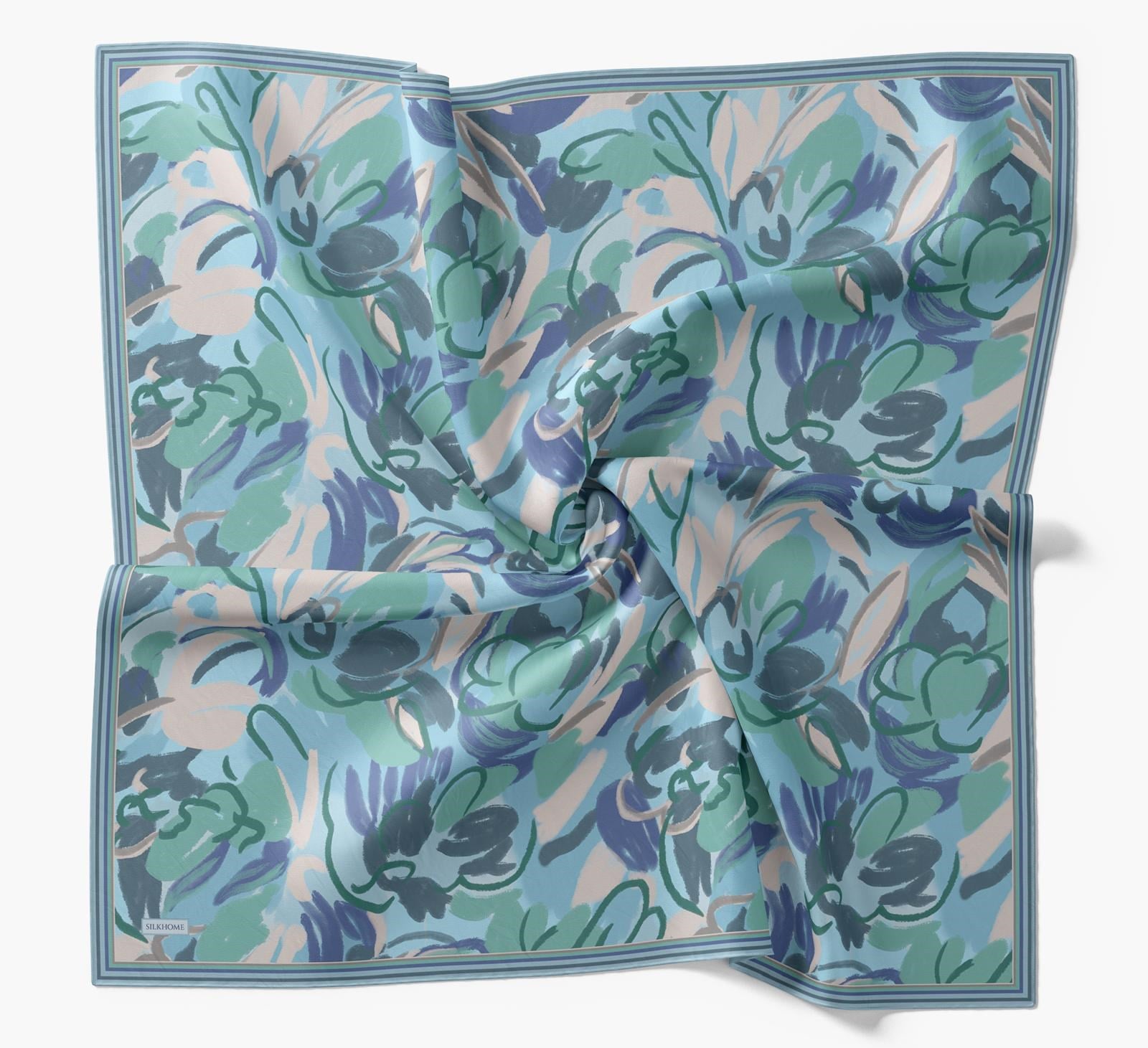 Silk Home Soft Eşarp Mavi Soyut Desen