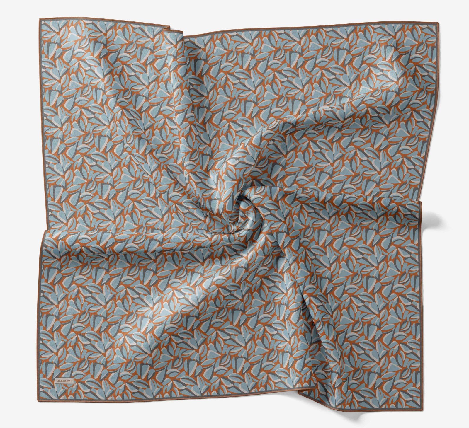 Silk Home Soft Eşarp Mavi Turuncu  Geometrik Desen