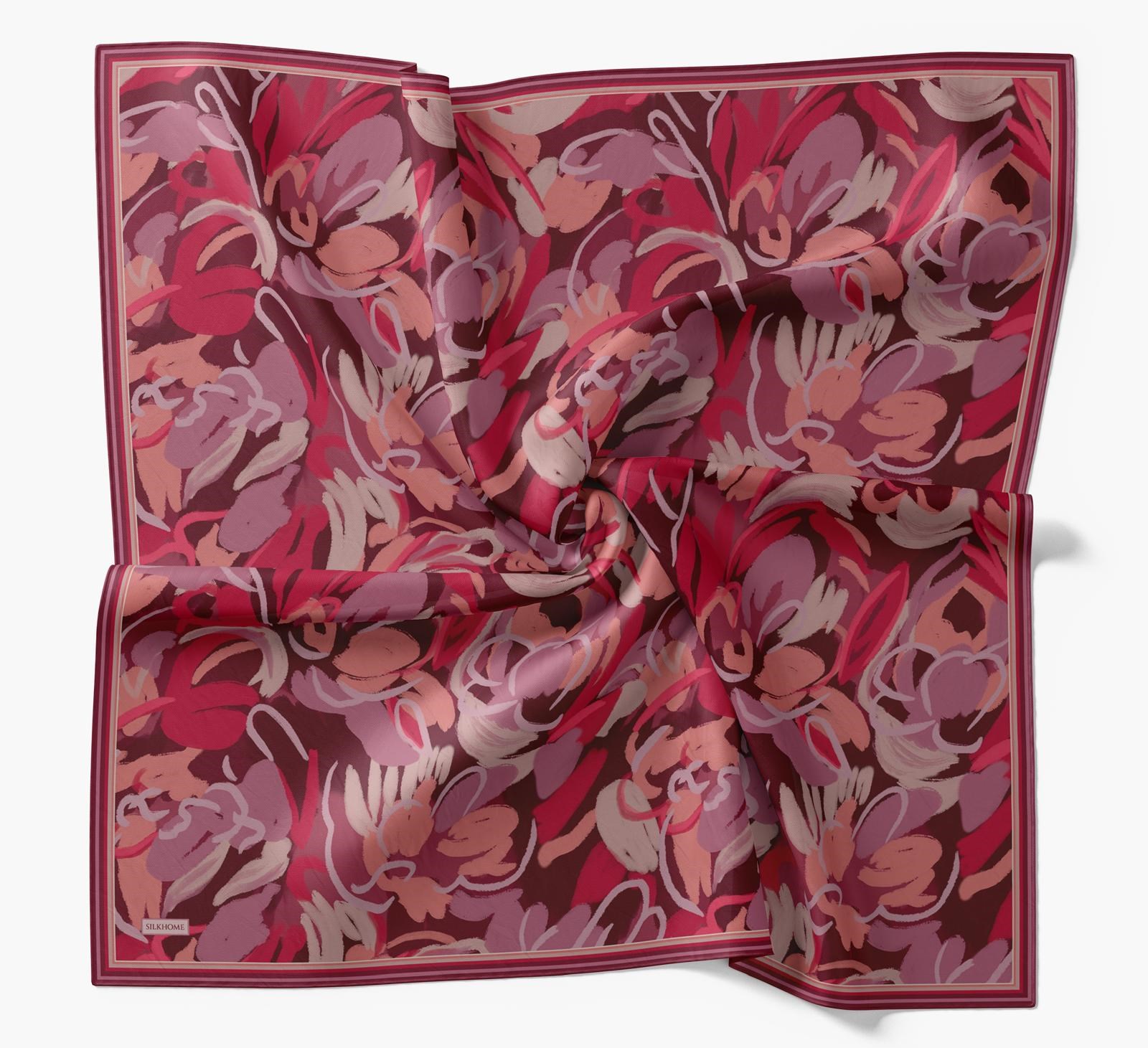 Silk Home Soft Eşarp Mercan Soyut Desen